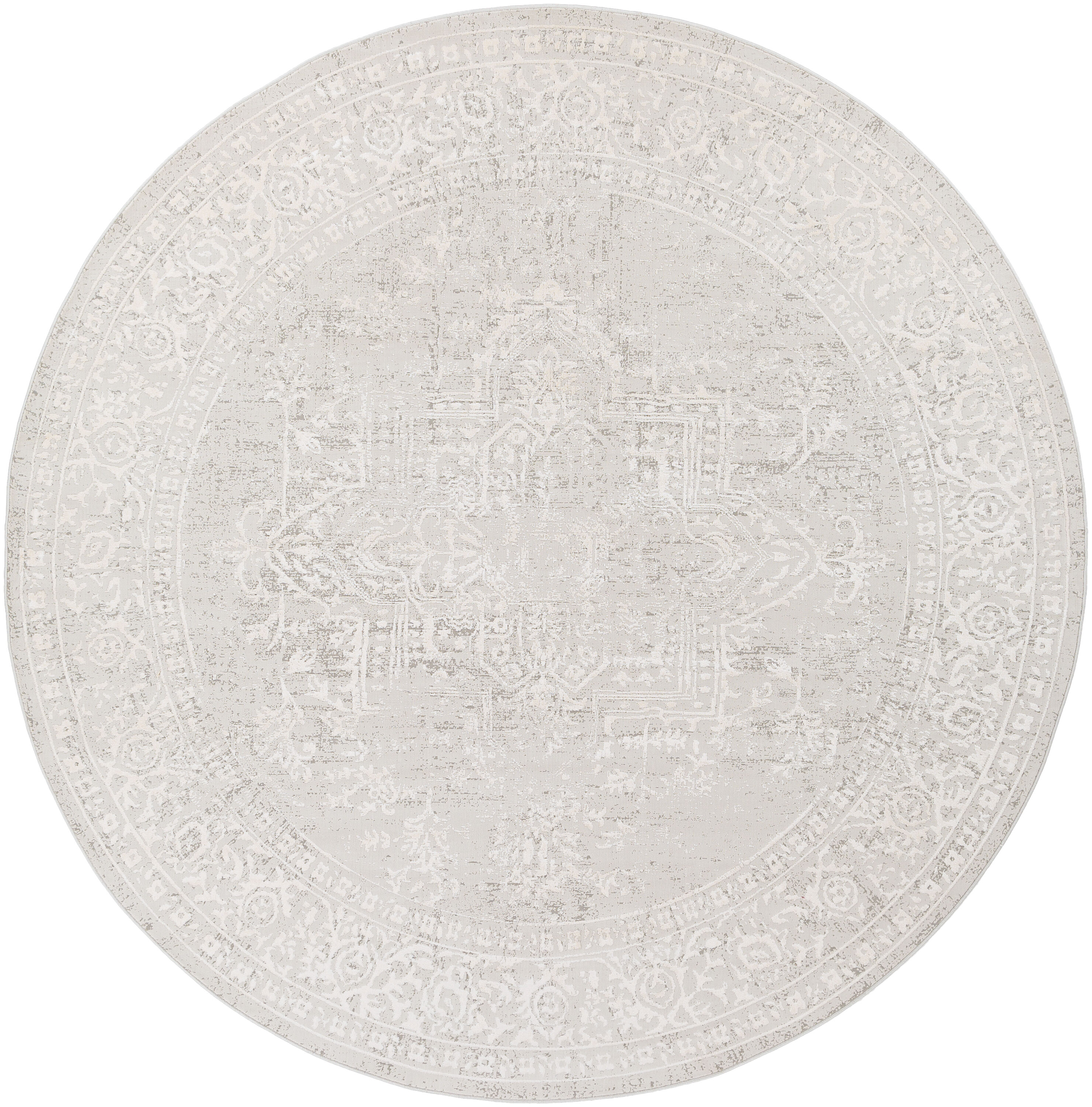 Surya AIS2309-710RD Aisha 8 x 8 (ft) Synthetic Gray Round Indoor Medallion Oriental Area rug