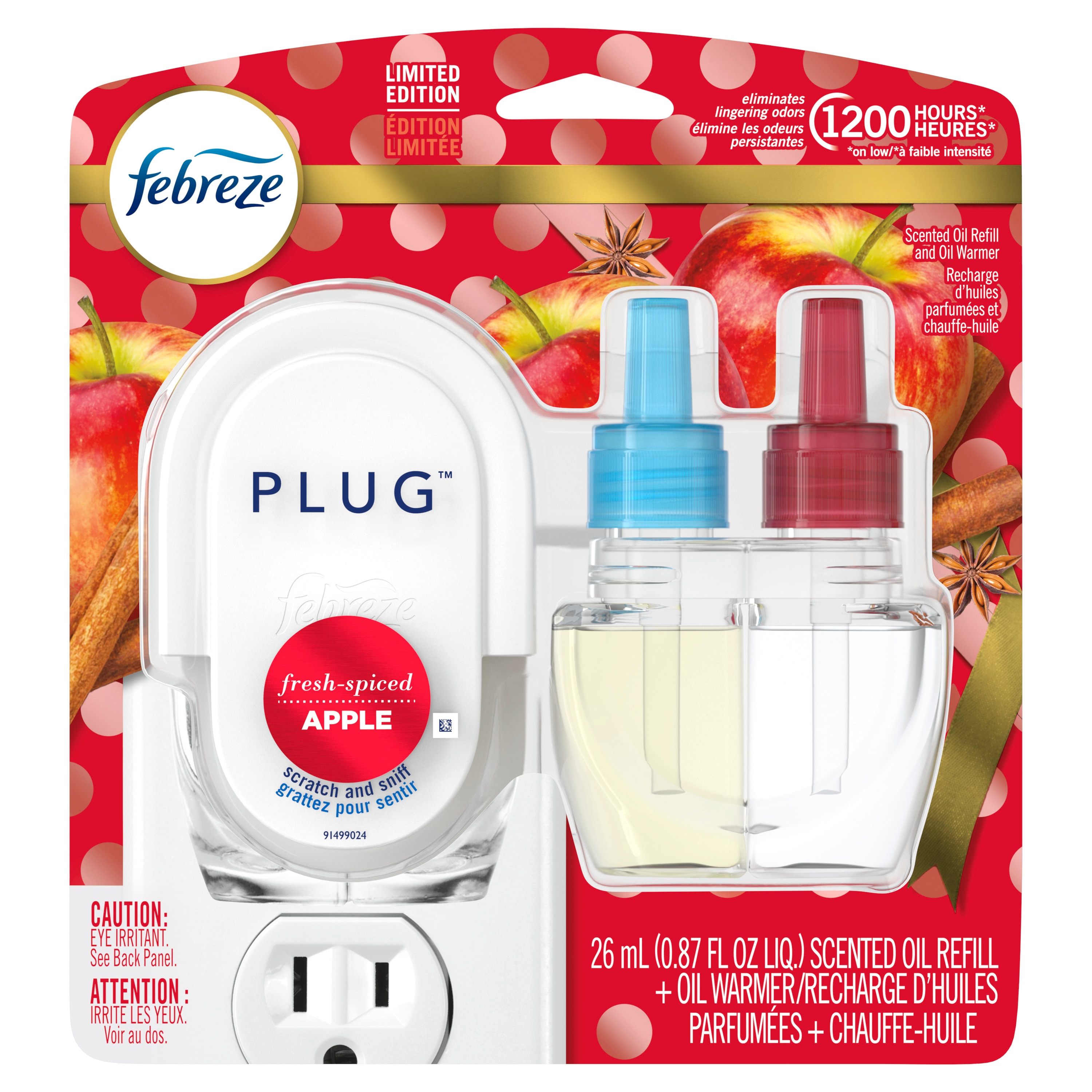 Febreze Plug Odor Eliminator 1 Device Plus 1 Refill 0.87-fl oz Fresh Spiced  Apple Device/Refill Air Freshener in the Air Fresheners department at