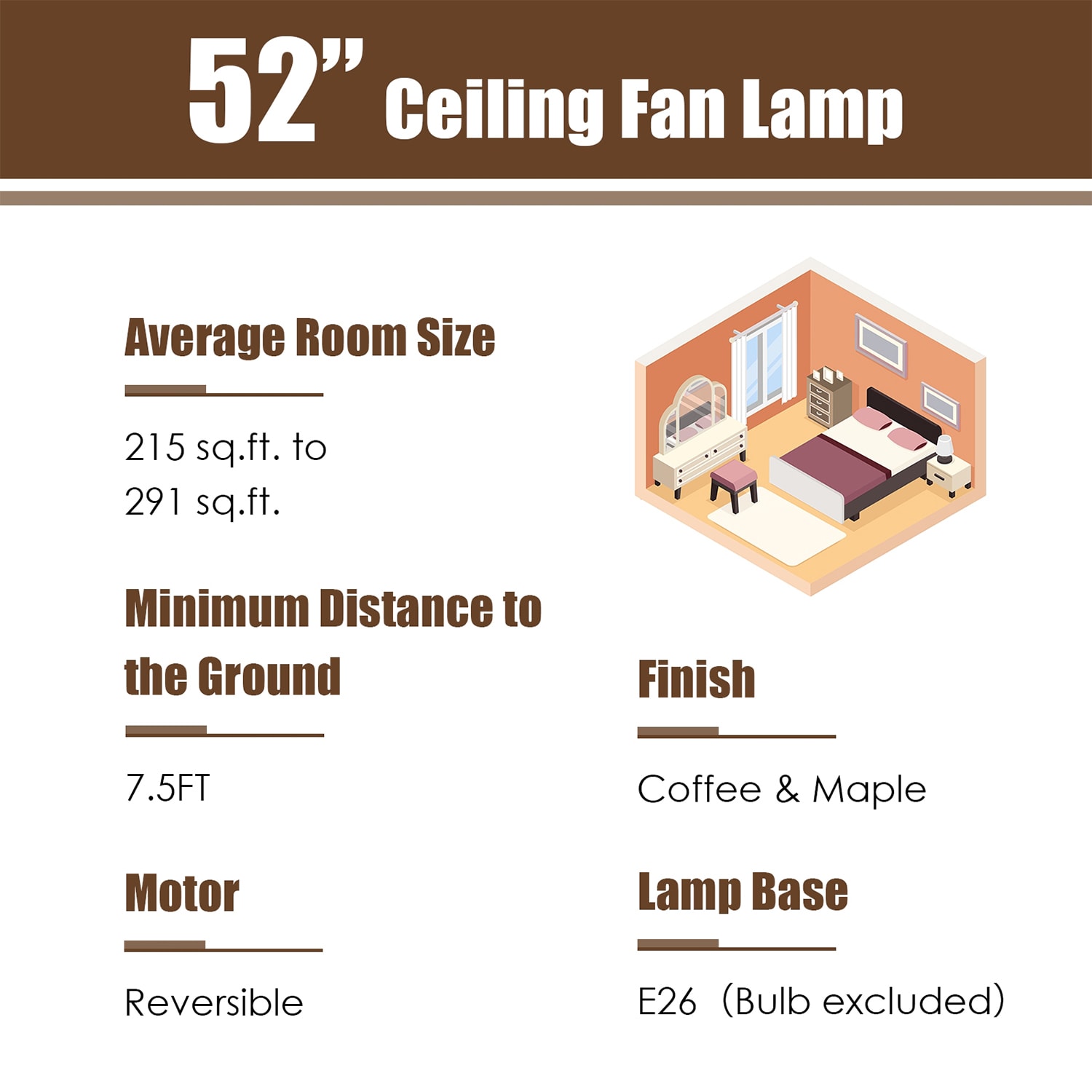 WELLFOR CHY-CF052USBK Ceiling-Fans - View #3