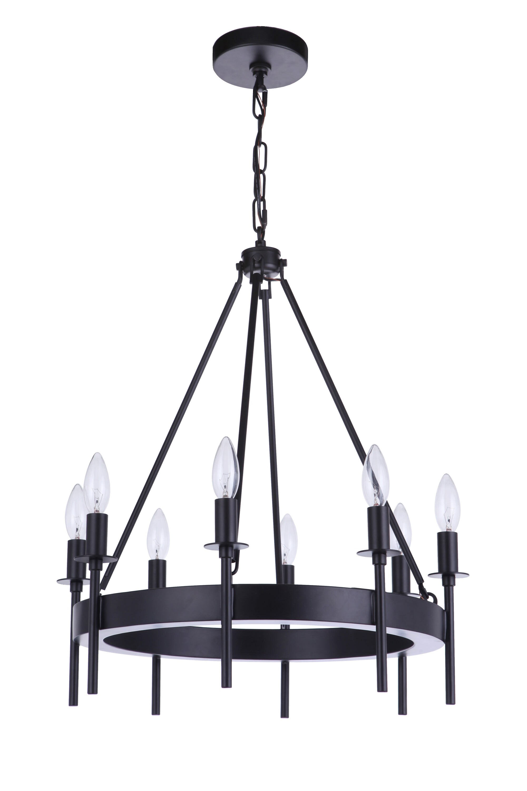 Mini Larrson Flat Black Crystal 8-Light Candle Chandelier