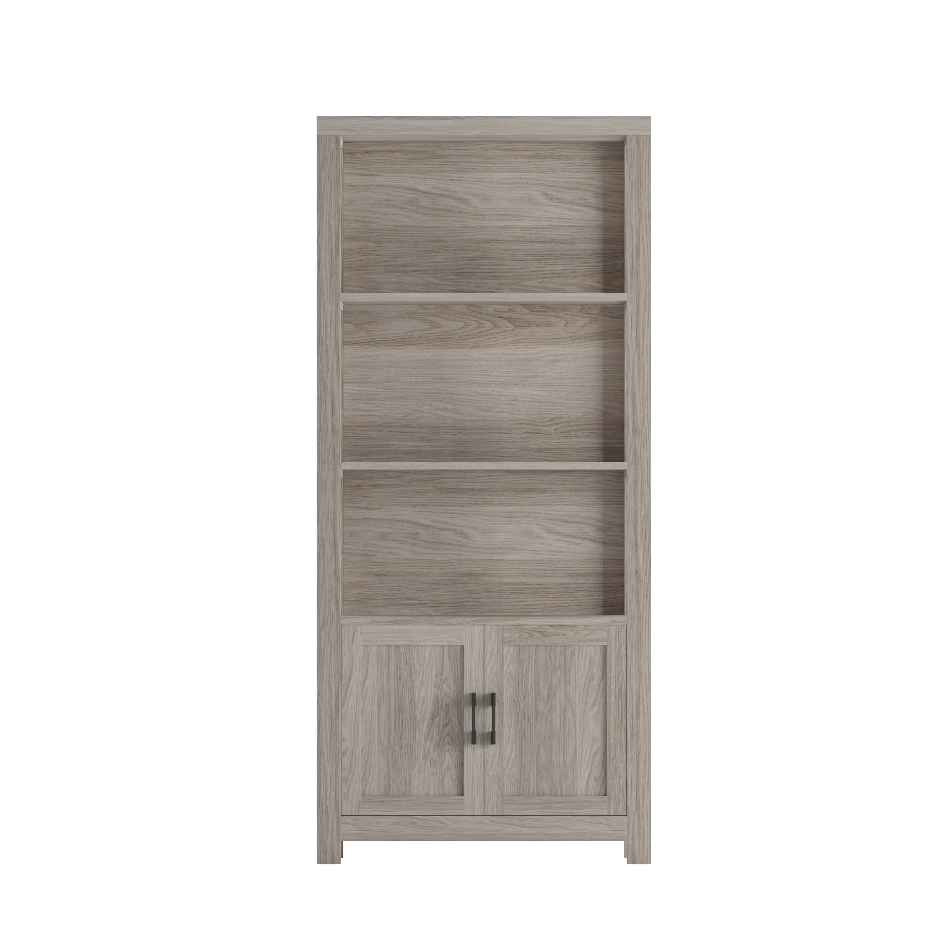 Martha Stewart 68" Gray Wood Shaker Bookcase with Storage Cabinet