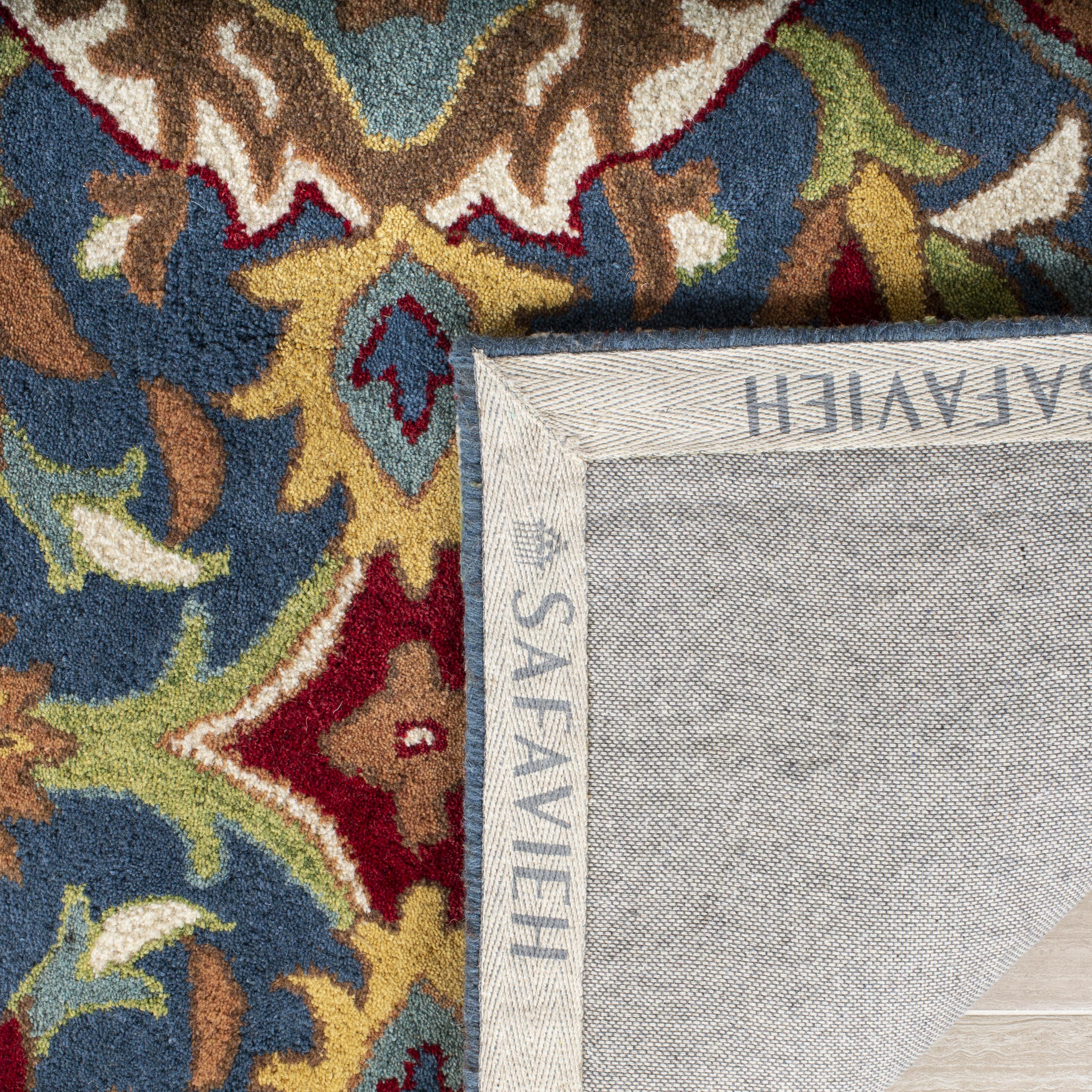 Hand-Tufted Classic Camel & Blue Wool Area Rug, 3' x 5'