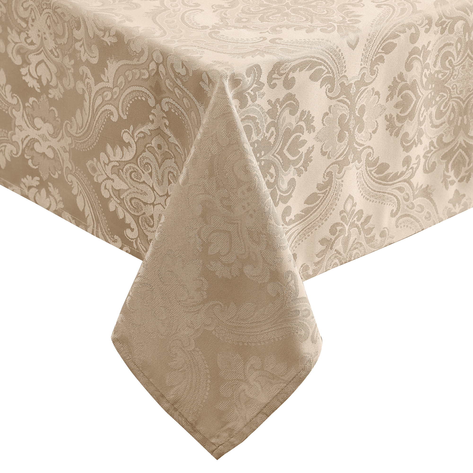 Elrene Home Fashions 739550342048 Caiden Woven Damask 60"x84" Indoor Taupe Table Cover for 6-ft rectangle