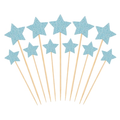 PATIKIL Little Star Cupcake Toppers 50 Pcs Star Cupcake Picks Birthday Cake Decorations for Wedding Engagement Bridal Shower Party Supplies Sky Blue