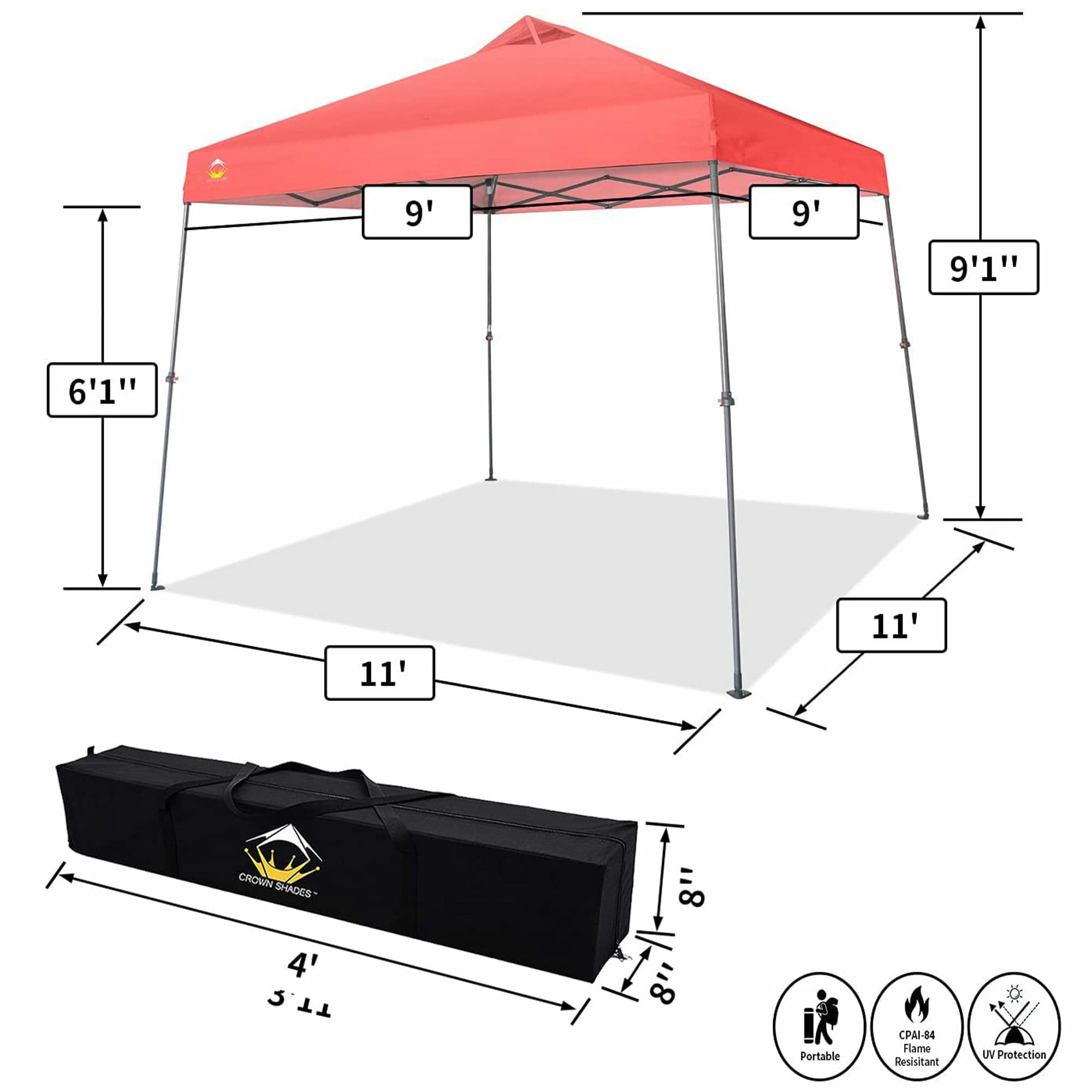 Crown Shades 11-ft x 11-ft Hexagon Red Standard Canopy in the Canopies ...