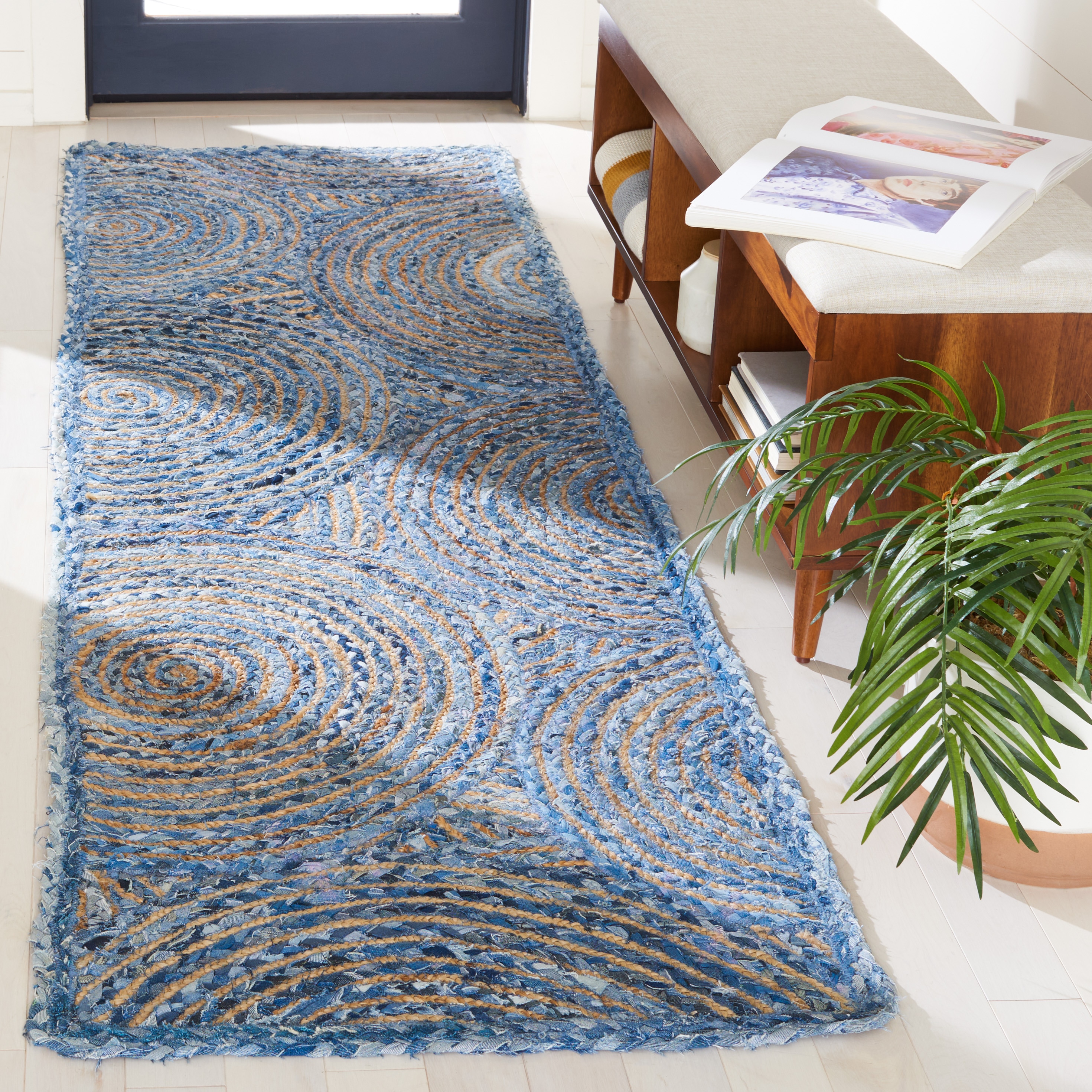  Cape Cod 203 Blue/Natural Bohemian 2ft-3in x 8ft Runner Rug