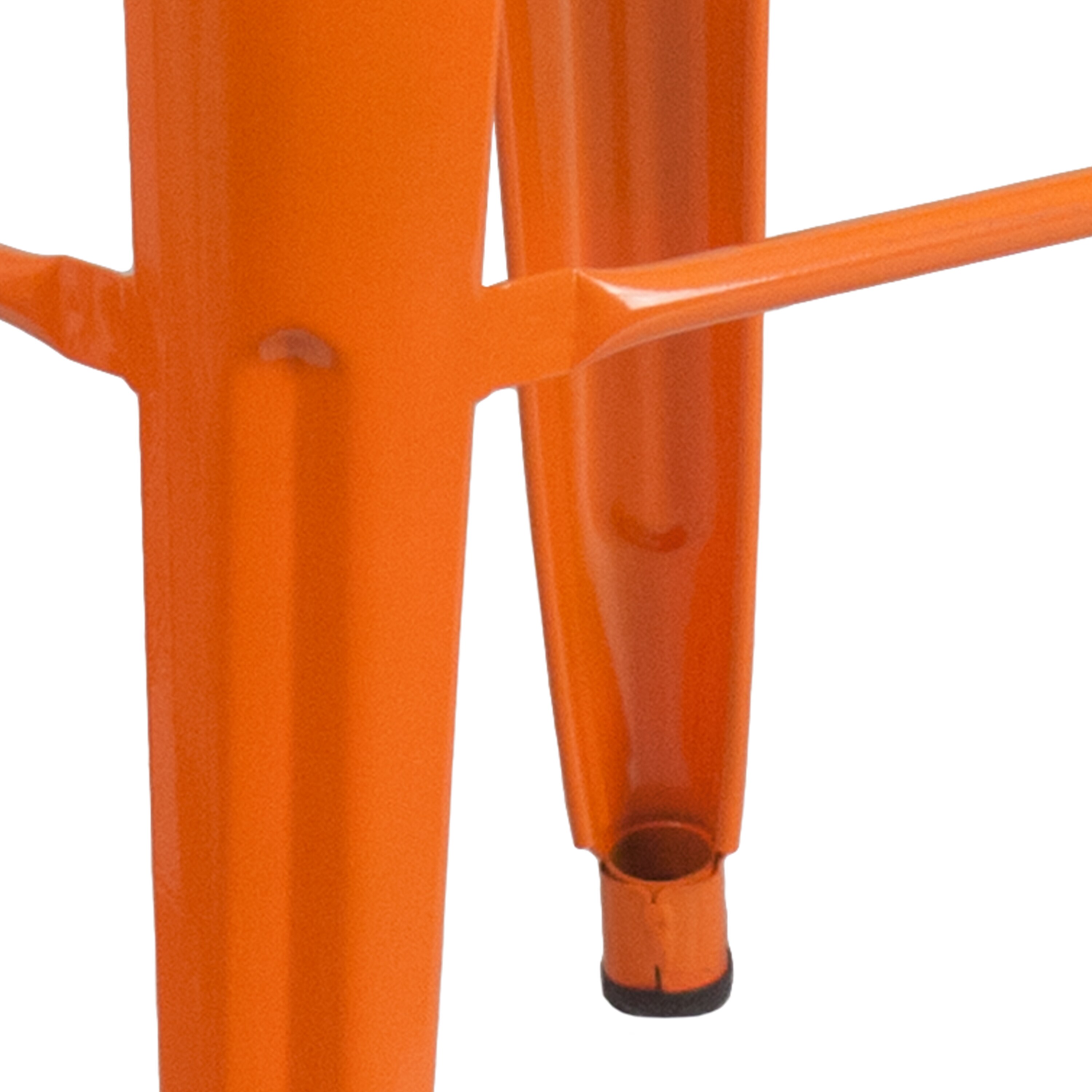 30" High Backless Orange Metal Stackable Barstool