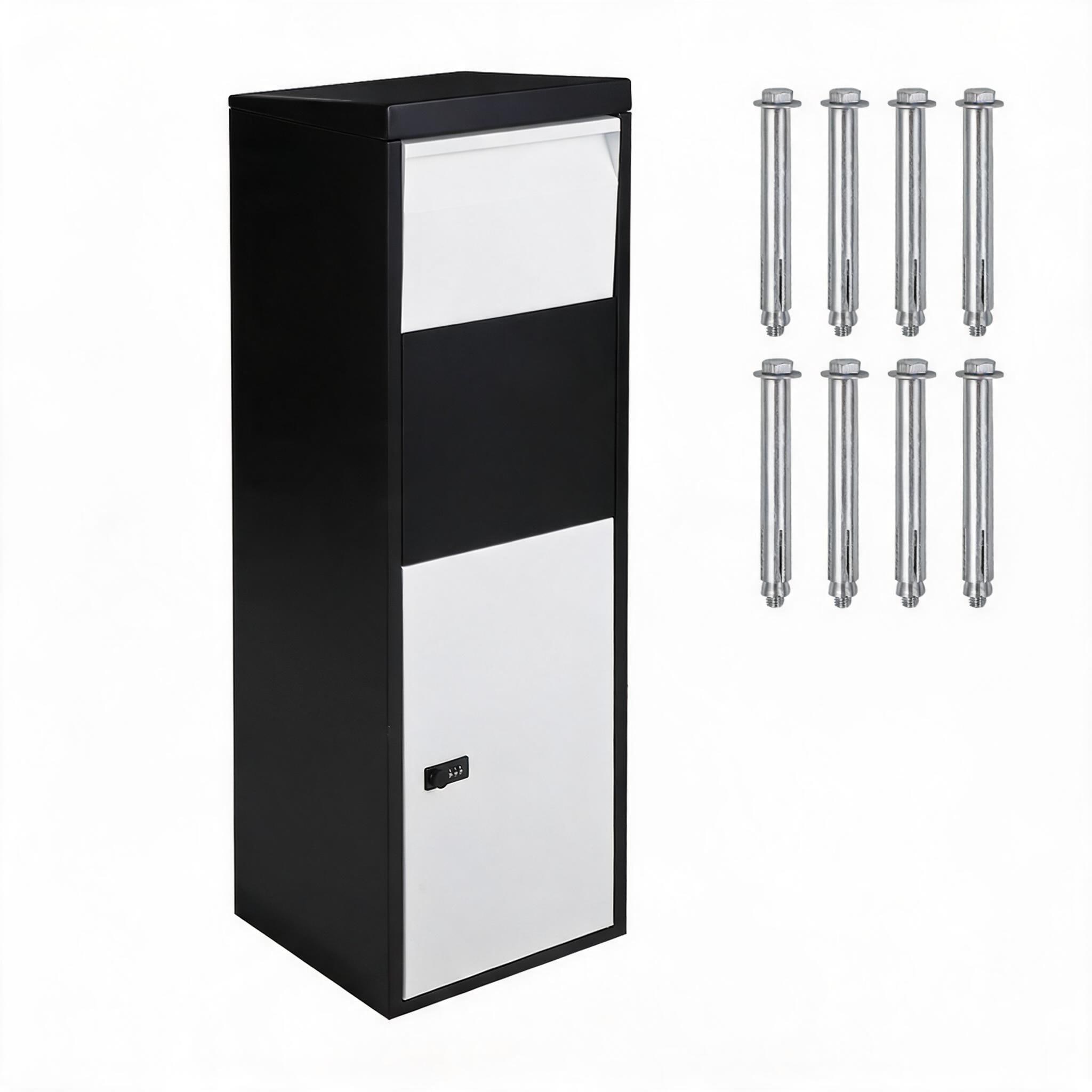 GarveeLife Anti Theft Package Delivery Box with Code Lock 14 x 11.2 x 41.5 Inch Extra Large Galvanized Steel Mailbox for Porch Curbside White