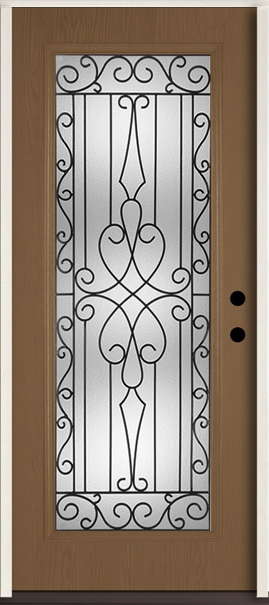RELIABILT LO841892 Wyngate 36-in x 80-in x 4-9/16-in Fiberglass Full lite Left-hand inswing Woodhaven Stained Prehung Front Door Insulating core