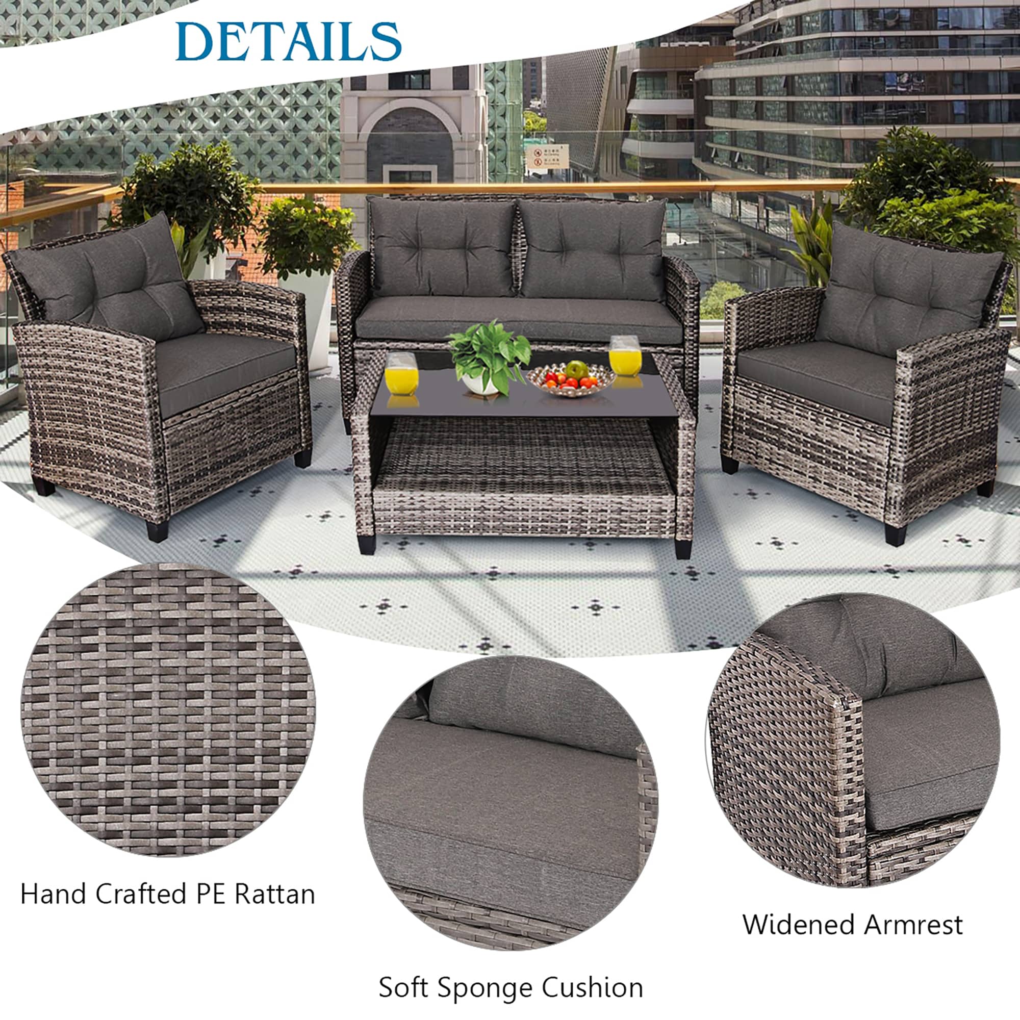 Forclover N7FW-647GR+ Patio-Conversation-Sets - View #2