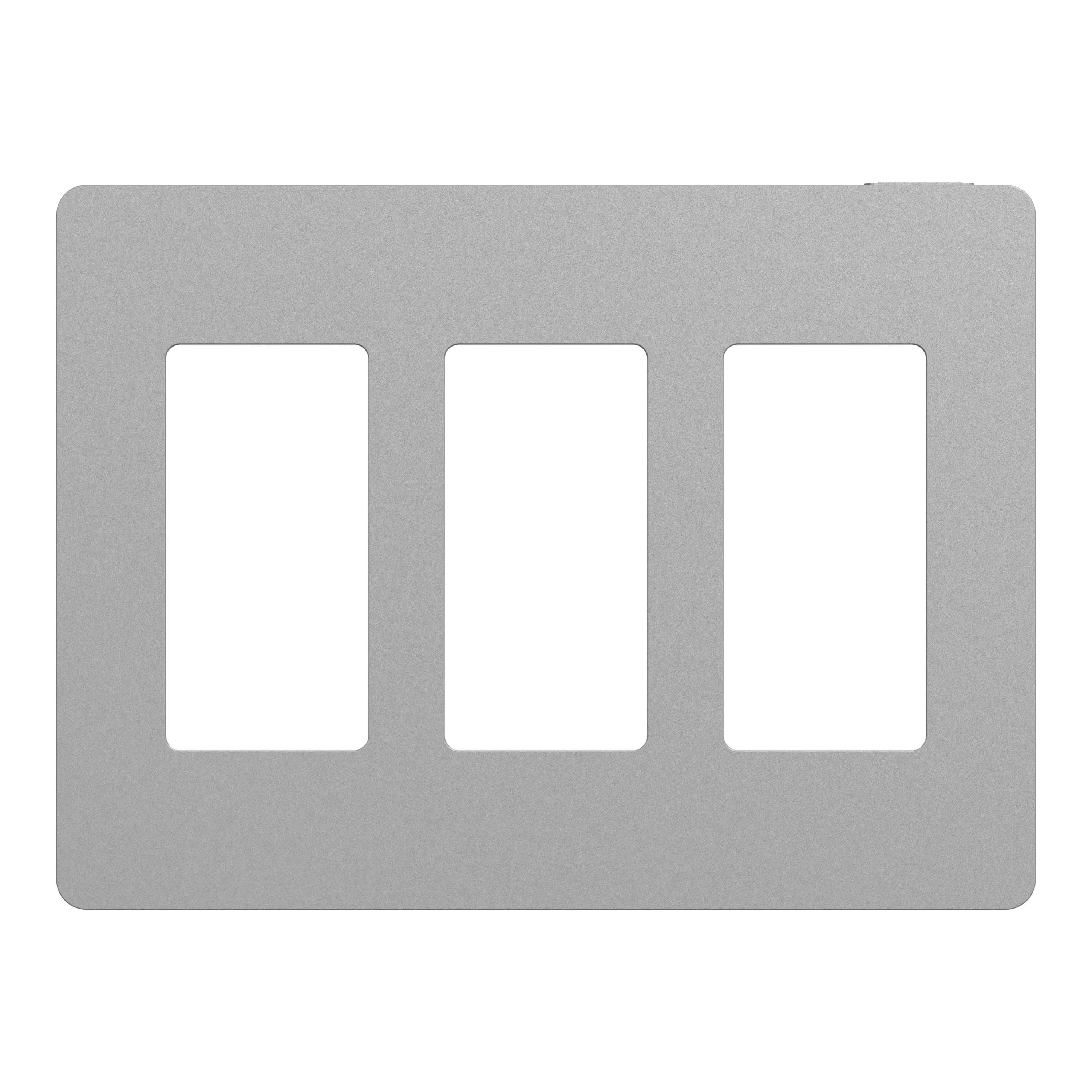 Square D SQWP141003GY X Series 3 -Gang Standard Size Matte Gray Polycarbonate Indoor Screwless Decorator Wall Plate