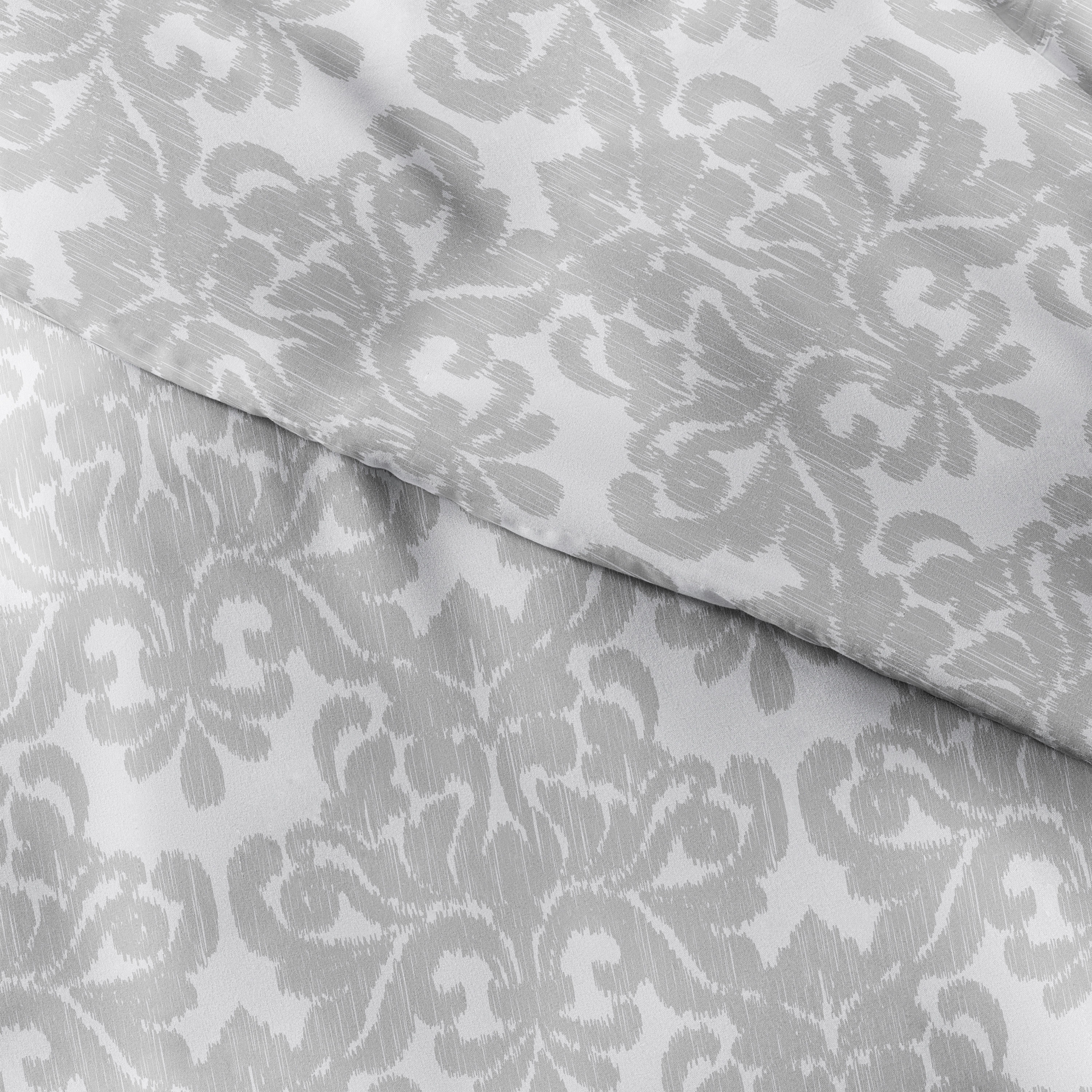 Gray Damask Pattern Microfiber Twin/Twin XL Duvet Cover Set