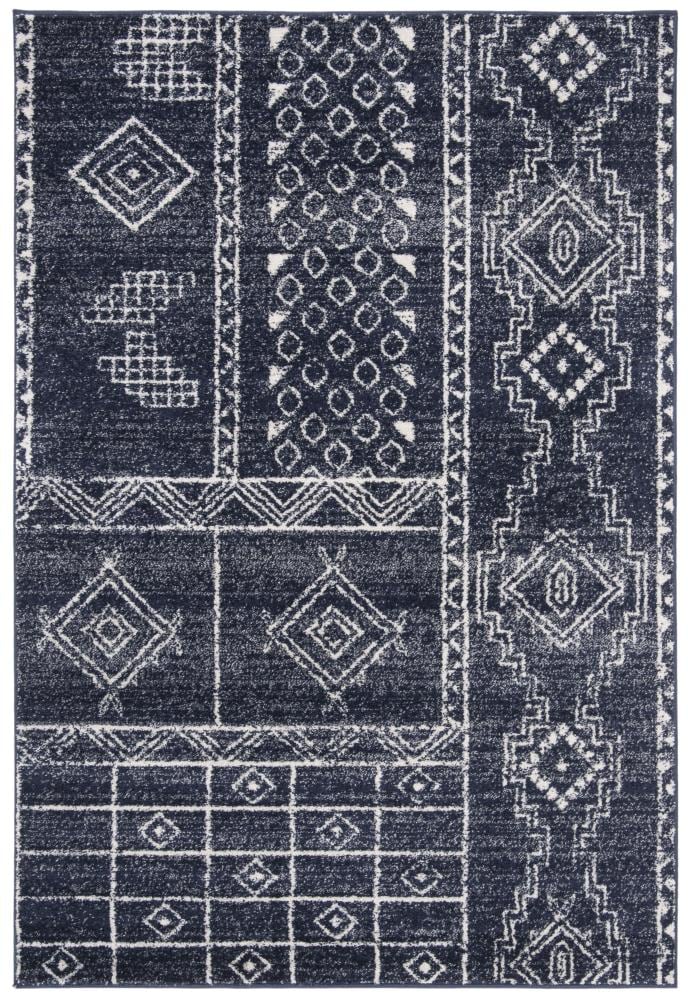 Safavieh ADR206N-3 Adirondack Callum 3 x 5 (ft) Loomed Polypropylene Navy/Silver Rectangular Indoor Abstract Moroccan Throw rug