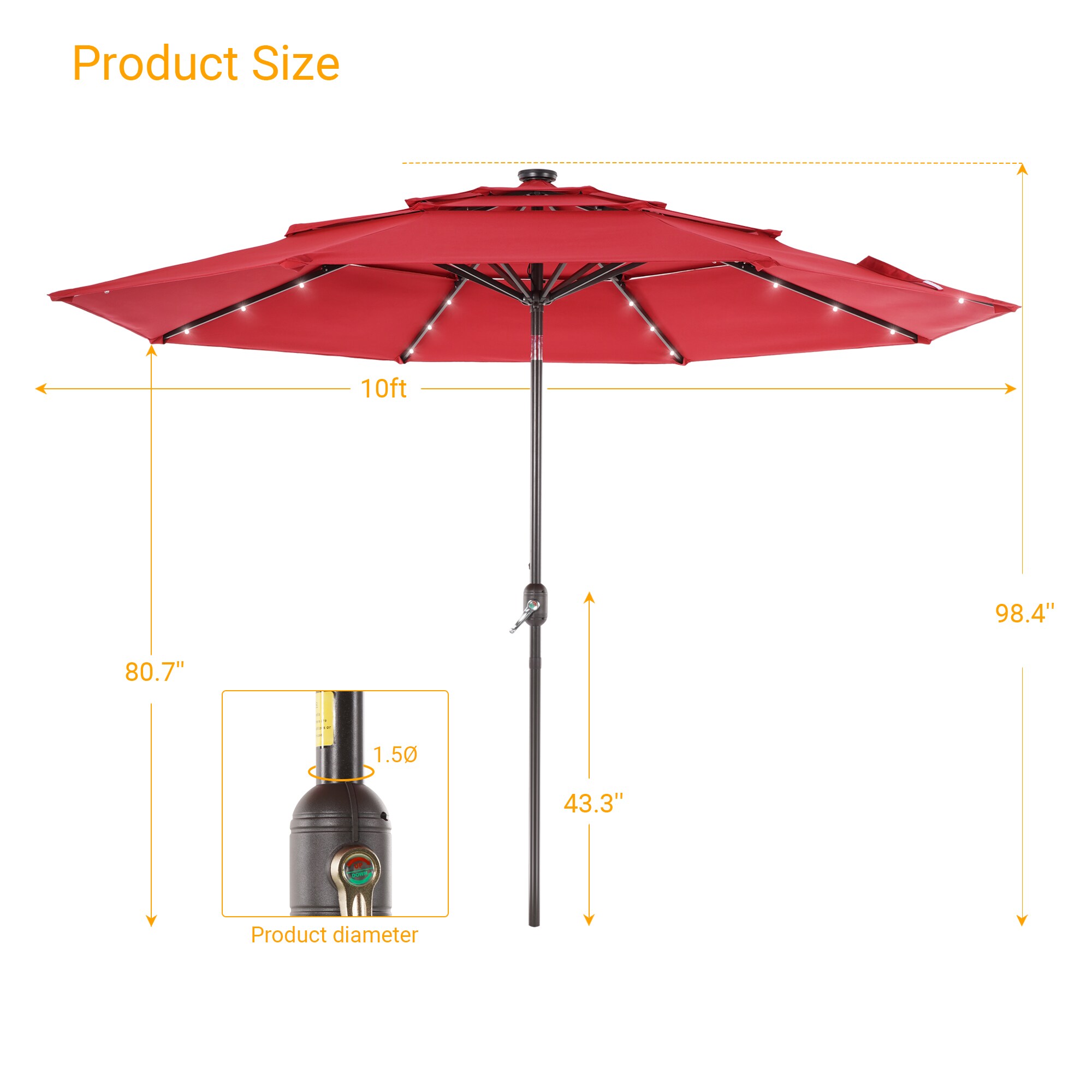 Sonkuki SD-MK-LED10RD Umbrellas-2 - View #4