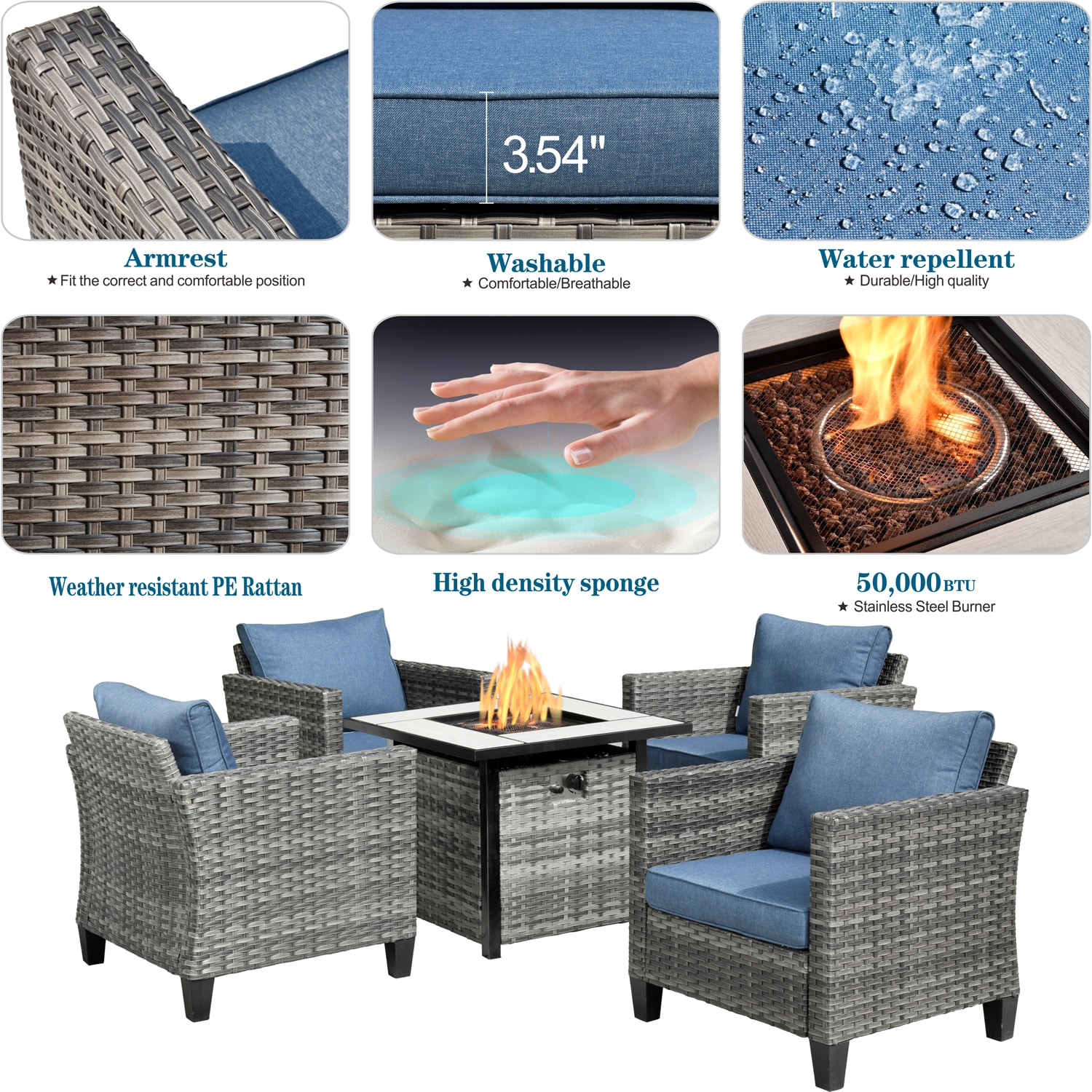 Ovios FPRS300-5 Patio-Conversation-Sets - View #2