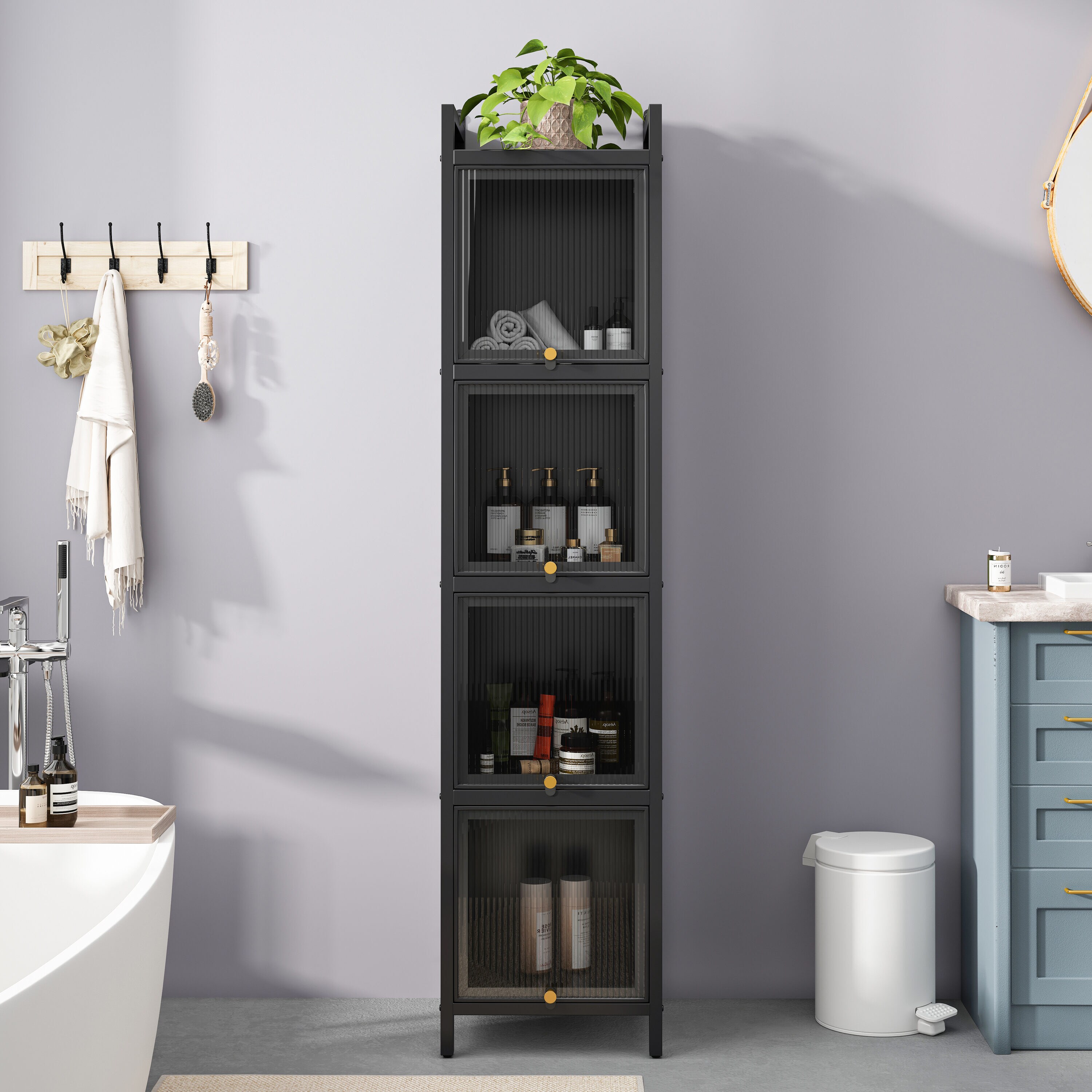 Hrinhom BA03-BLACK Linen-Cabinets - View #2