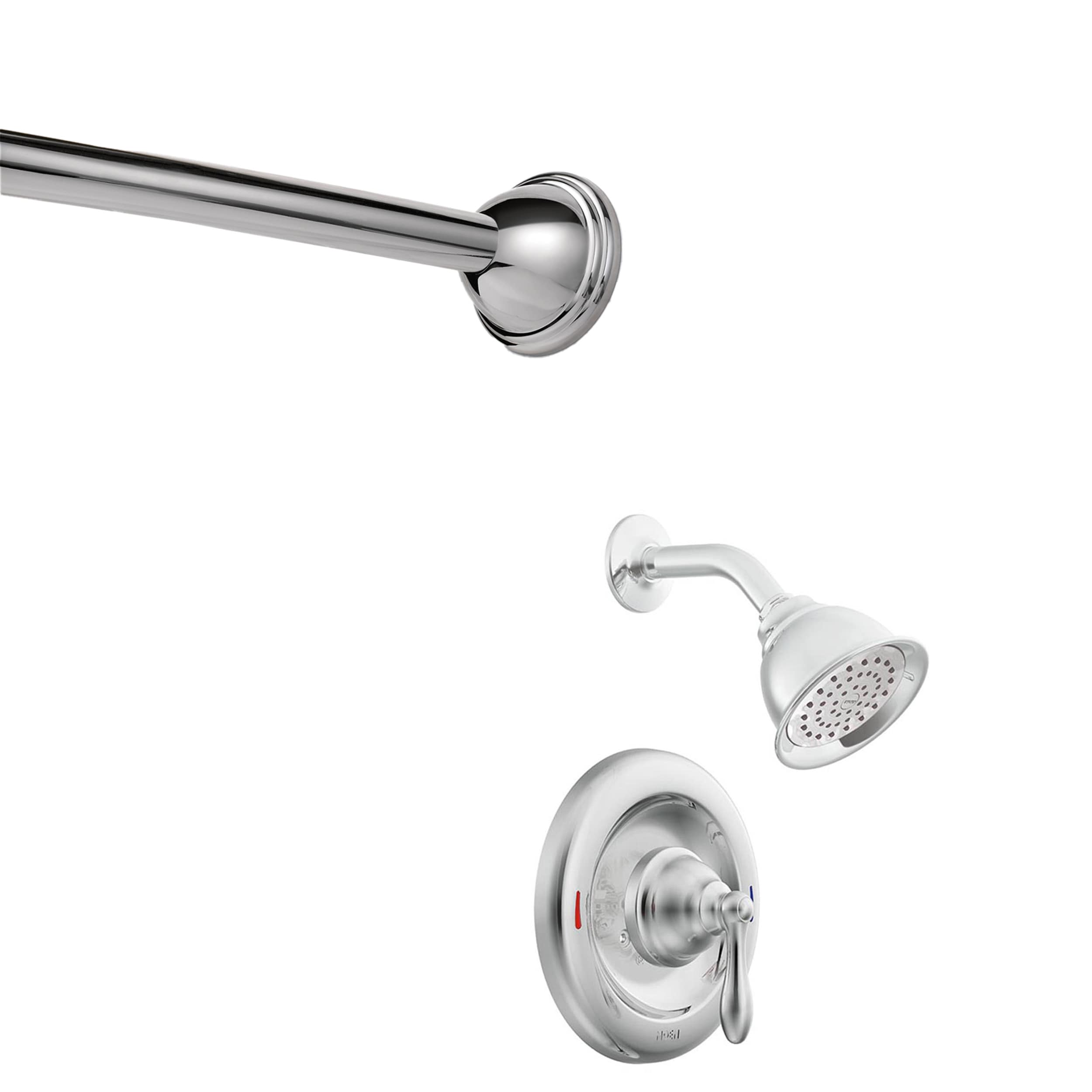 Moen Caldwell Chrome Tub Shower Trim (Valve Included) with Shower Rod