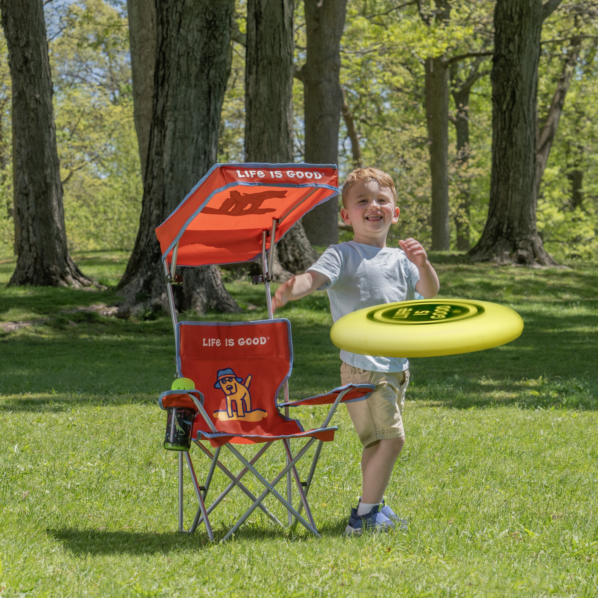 Life is Good QC50CPLG-24SL-1 Polyester Navy Sticker Print Folding Camping chair Adjustable and Carrying Strap/Handle Included