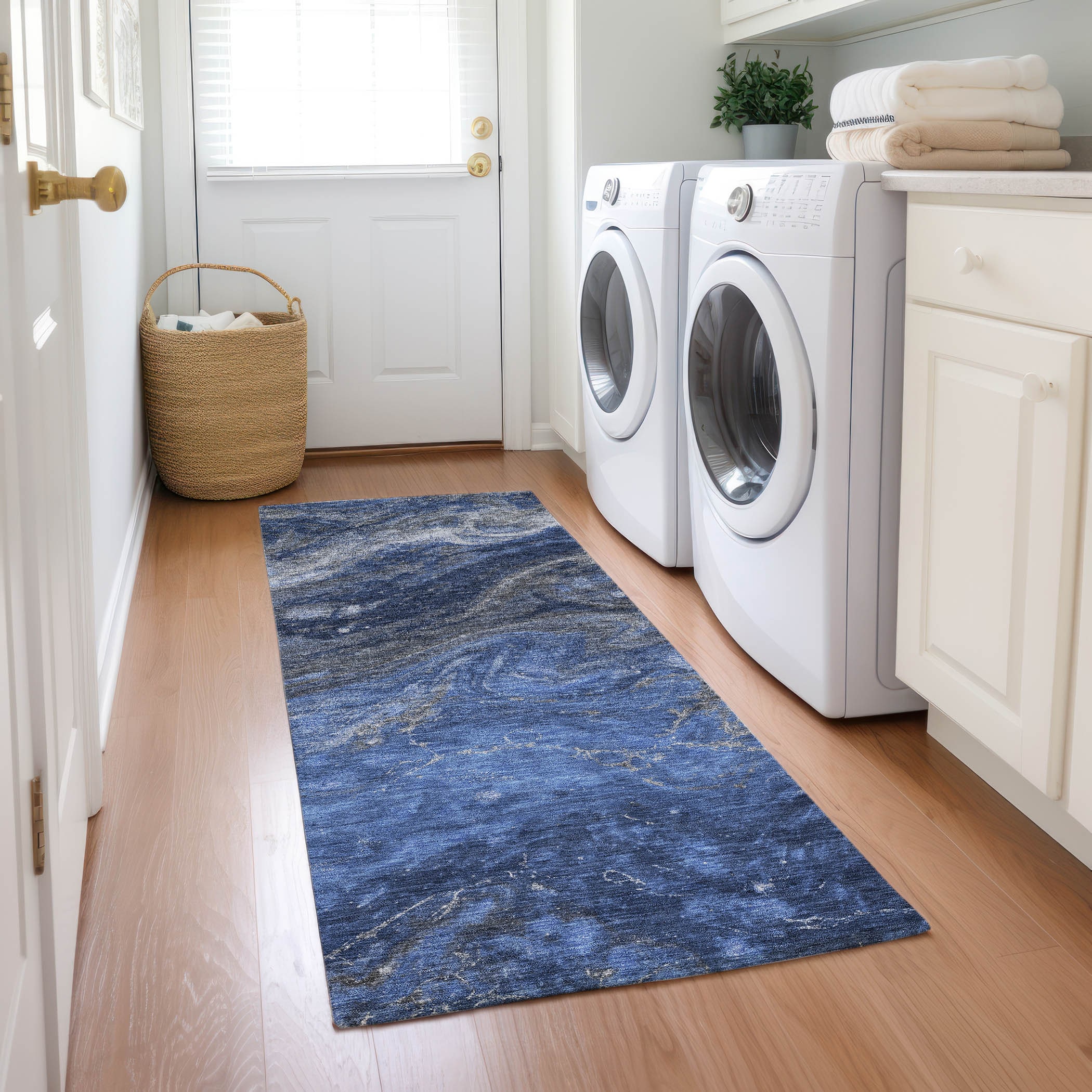 Addison Rugs ACN599BU2X8 Chantille ACN599BU 2 x 7 (ft) Polyester Blue Rectangular Indoor/Outdoor Abstract Machine washable Runner rug