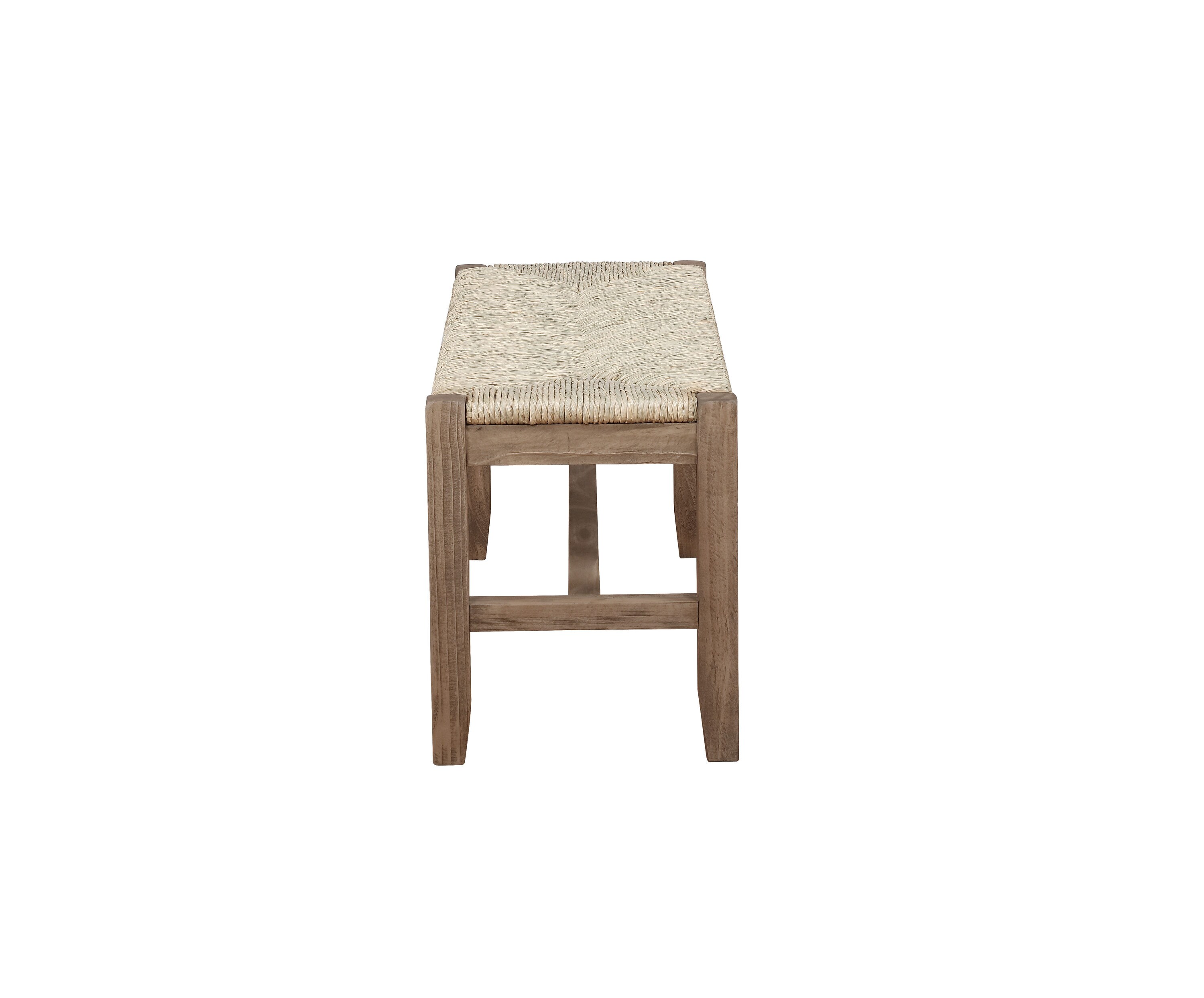 Newport 40" Light Brown Wood Bench with Rush Seat