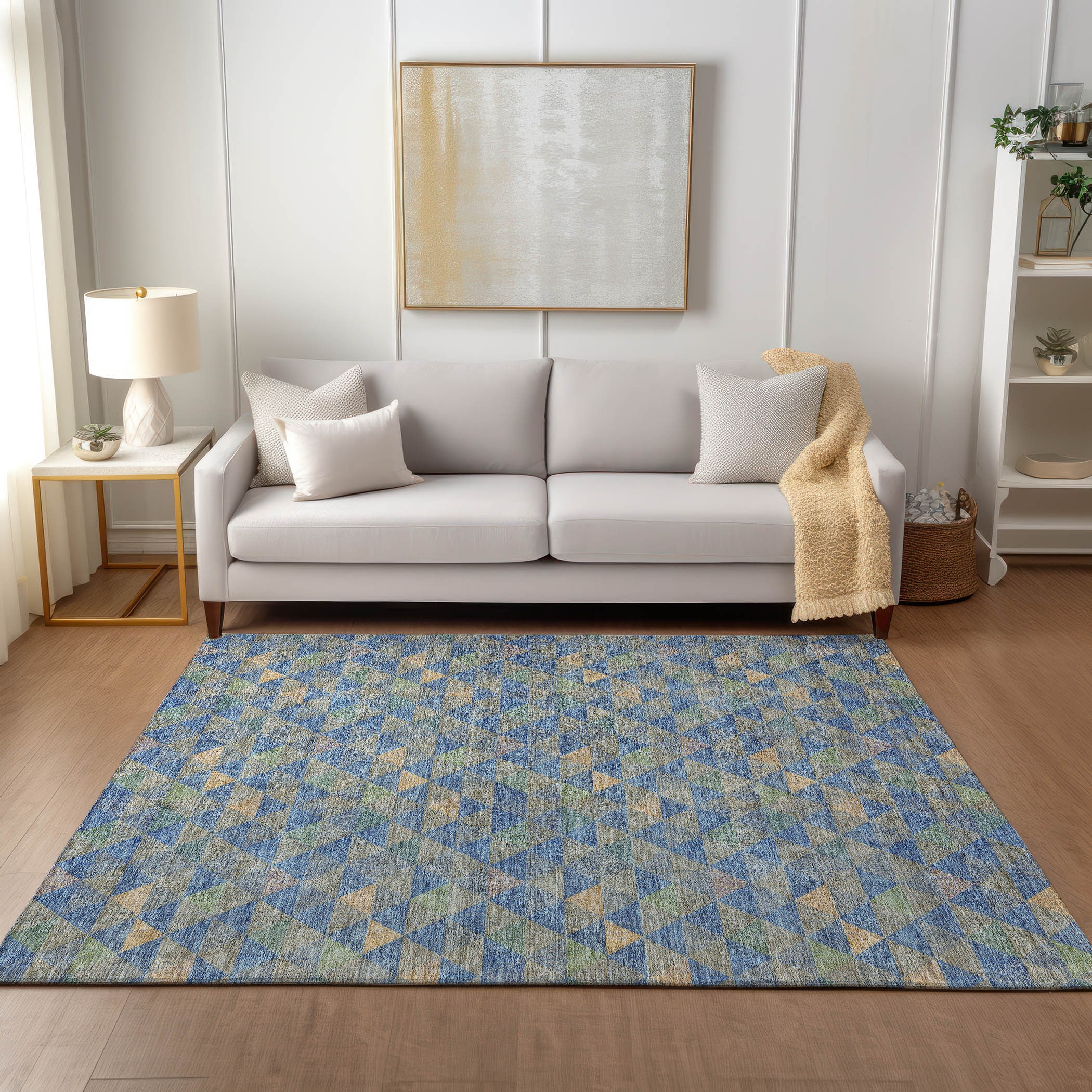 Addison Rugs ACN612BU10X14 Chantille ACN612BU 10 x 14 (ft) Polyester Blue Rectangular Indoor/Outdoor Abstract Machine washable Area rug