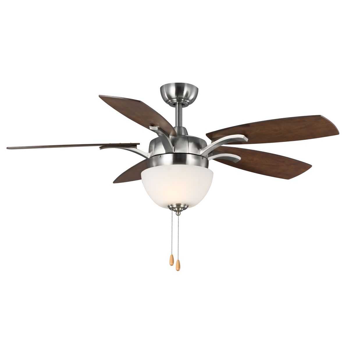 Progress Lighting P2598-09 Olson 52-in Brushed Nickel with Classic Walnut/Medium Cherry Blades Ceiling Fan With Light ( 5 -Blade )