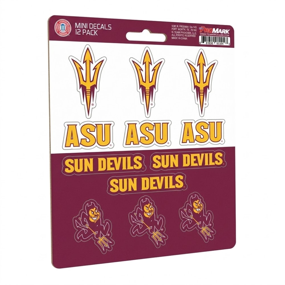 Logo Brands 107-F602.12 Arizona State University Mini Decal 12-pk