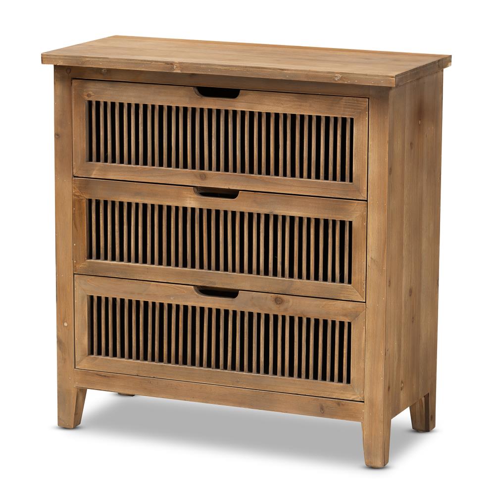 Baxton Studio 162-10558-LW Clement Brown Fir 3-Drawer Accent Chest