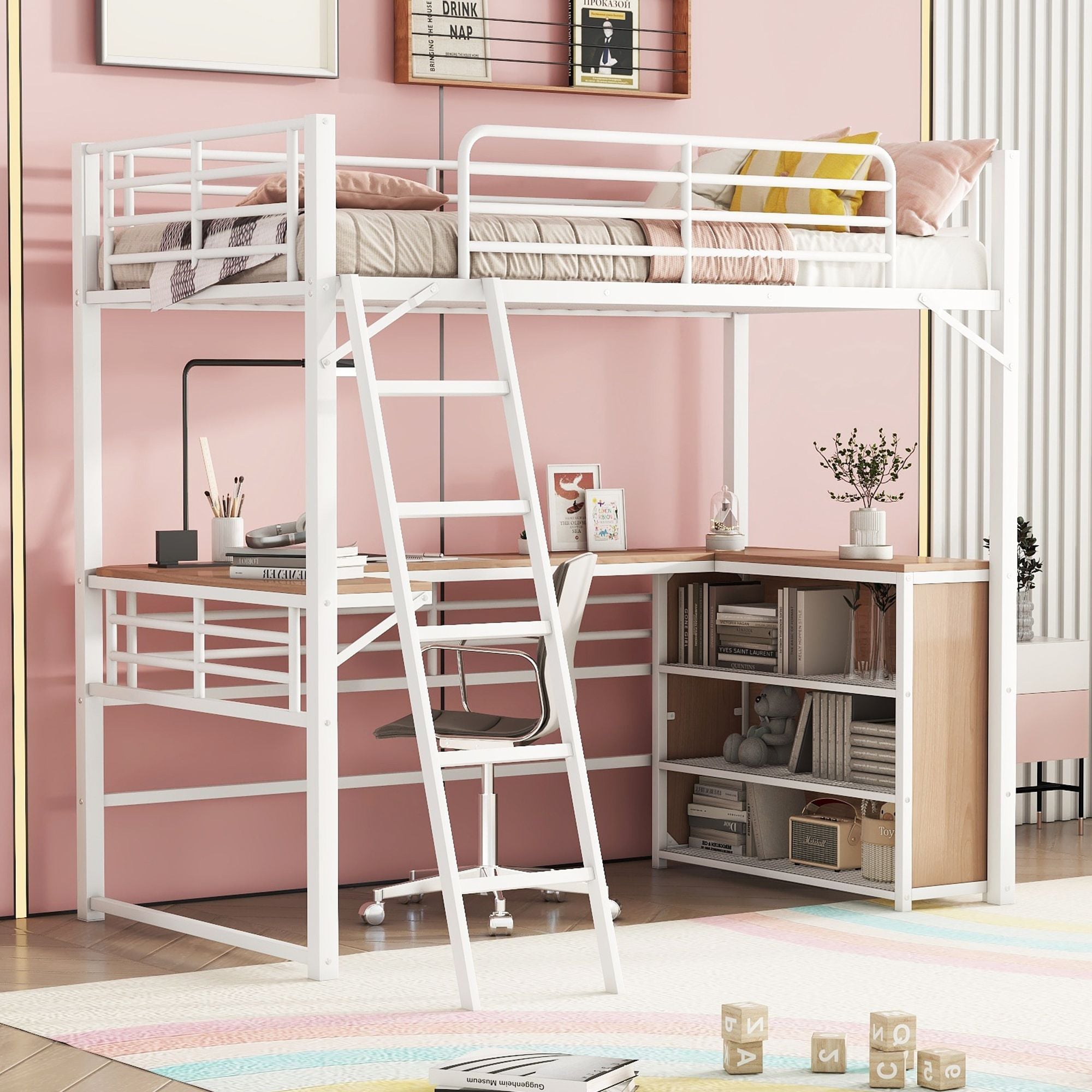 Yiekholo LL-1959AAK White Twin loft Bunk Bed