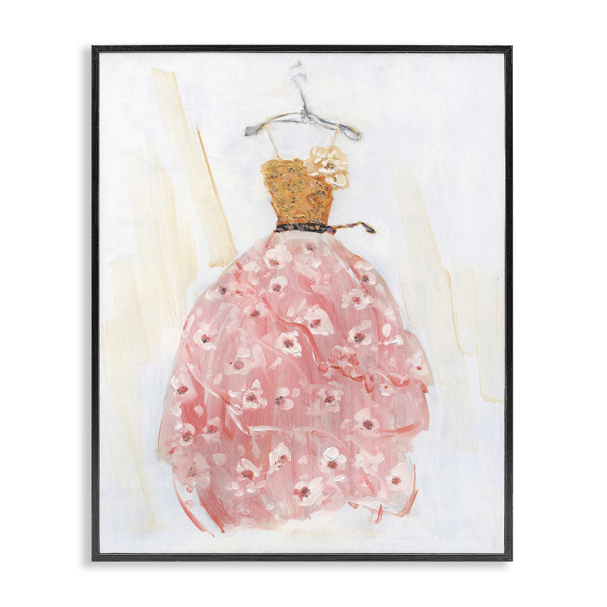 Stupell Industries BT-978-FR-16X20 Elegant and Sophisticated Pink Gown Black Framed Giclee Art By Sally Swatland 16 x 20