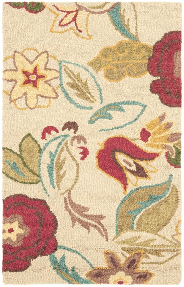 Handmade Red Floral Wool Tufted Rectangular Area Rug