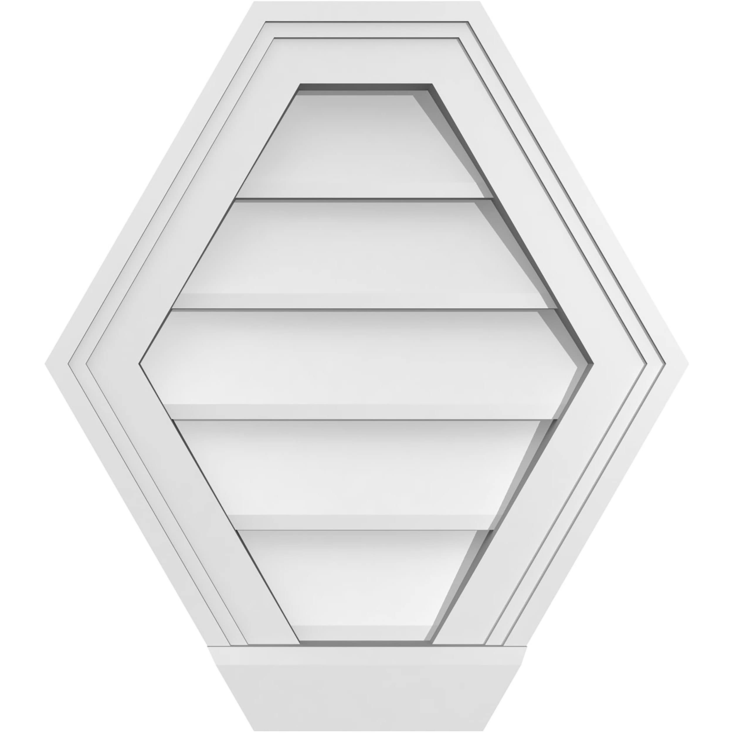 Ekena Millwork GVPHP16X1803SN 16-Inches x 18-Inches Off-white Peaked PVC Gable Louver Vent