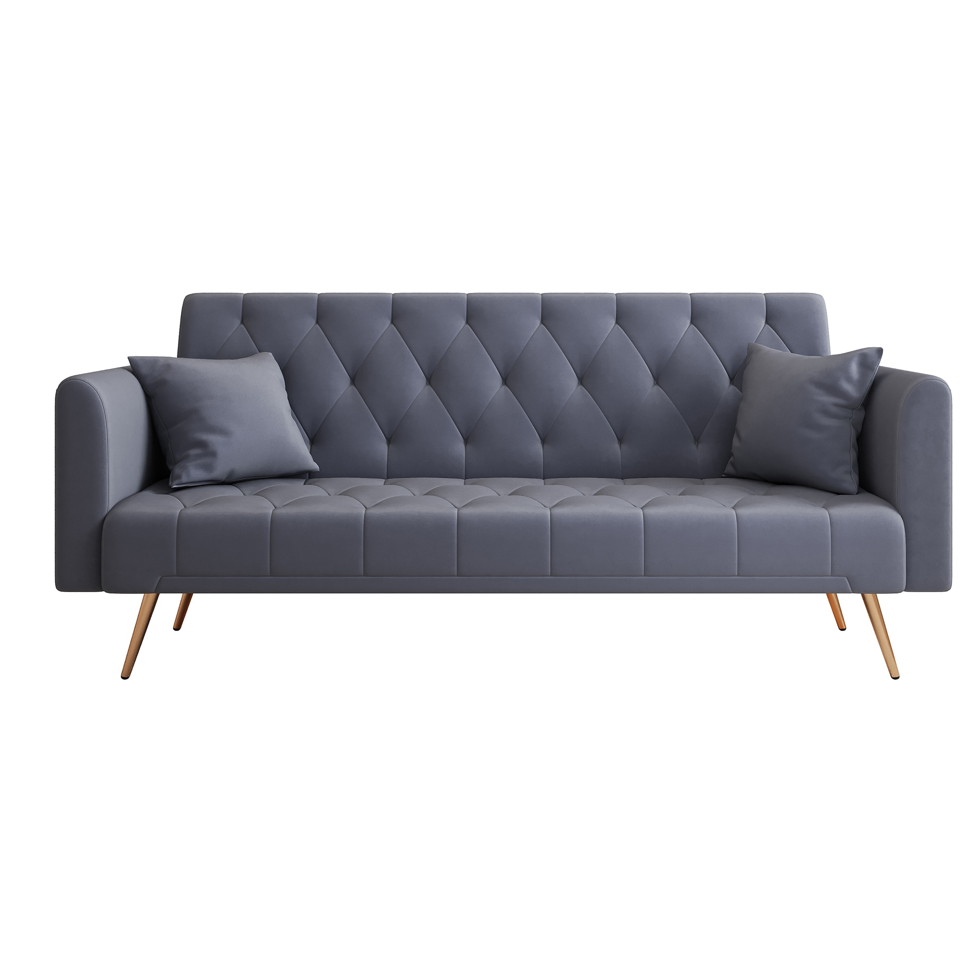 Bybafun YC5200039 71-Inches Modern Gray Velvet 2 -seater Reclining Sleeper