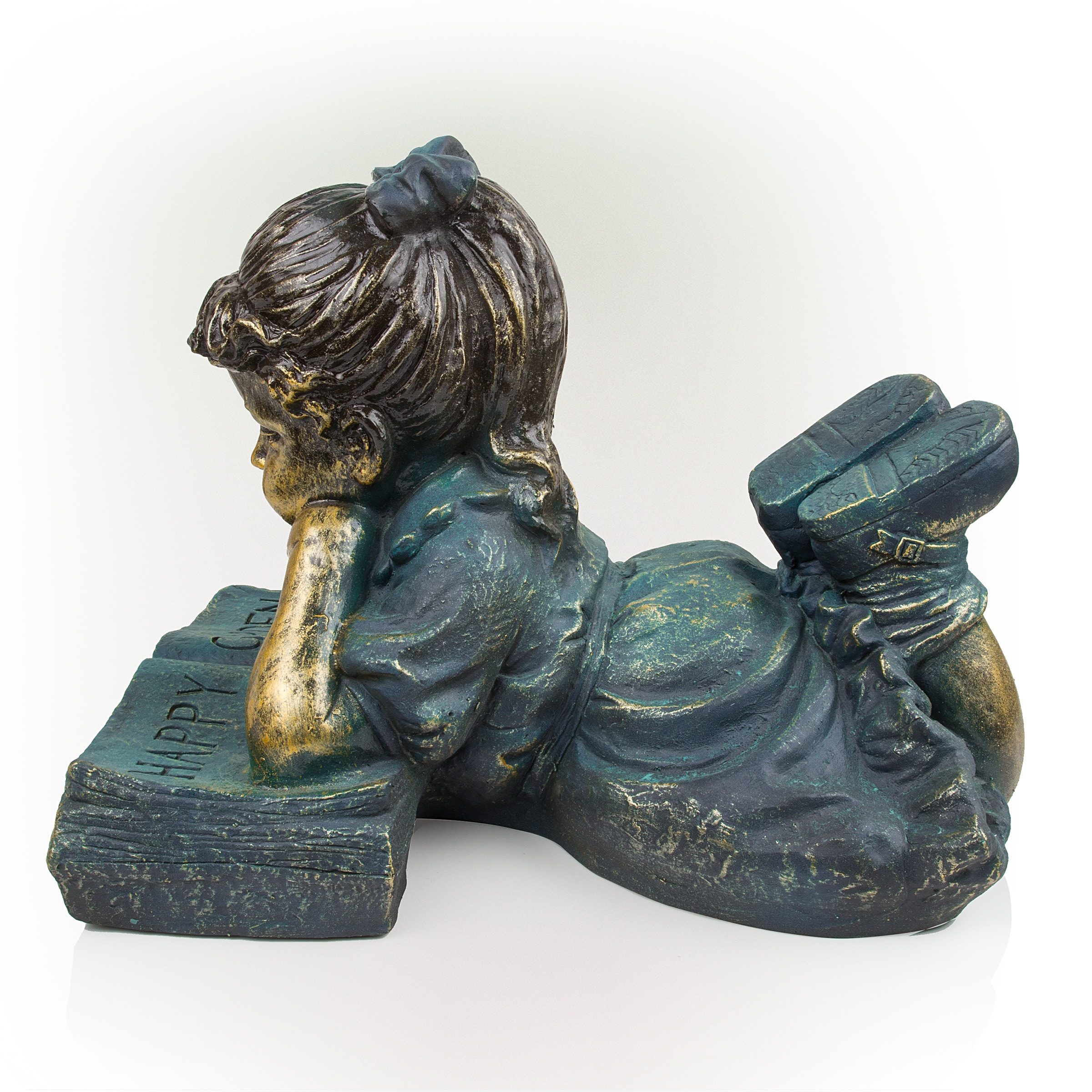 Alpine Boy and Girl Reading Together Statue