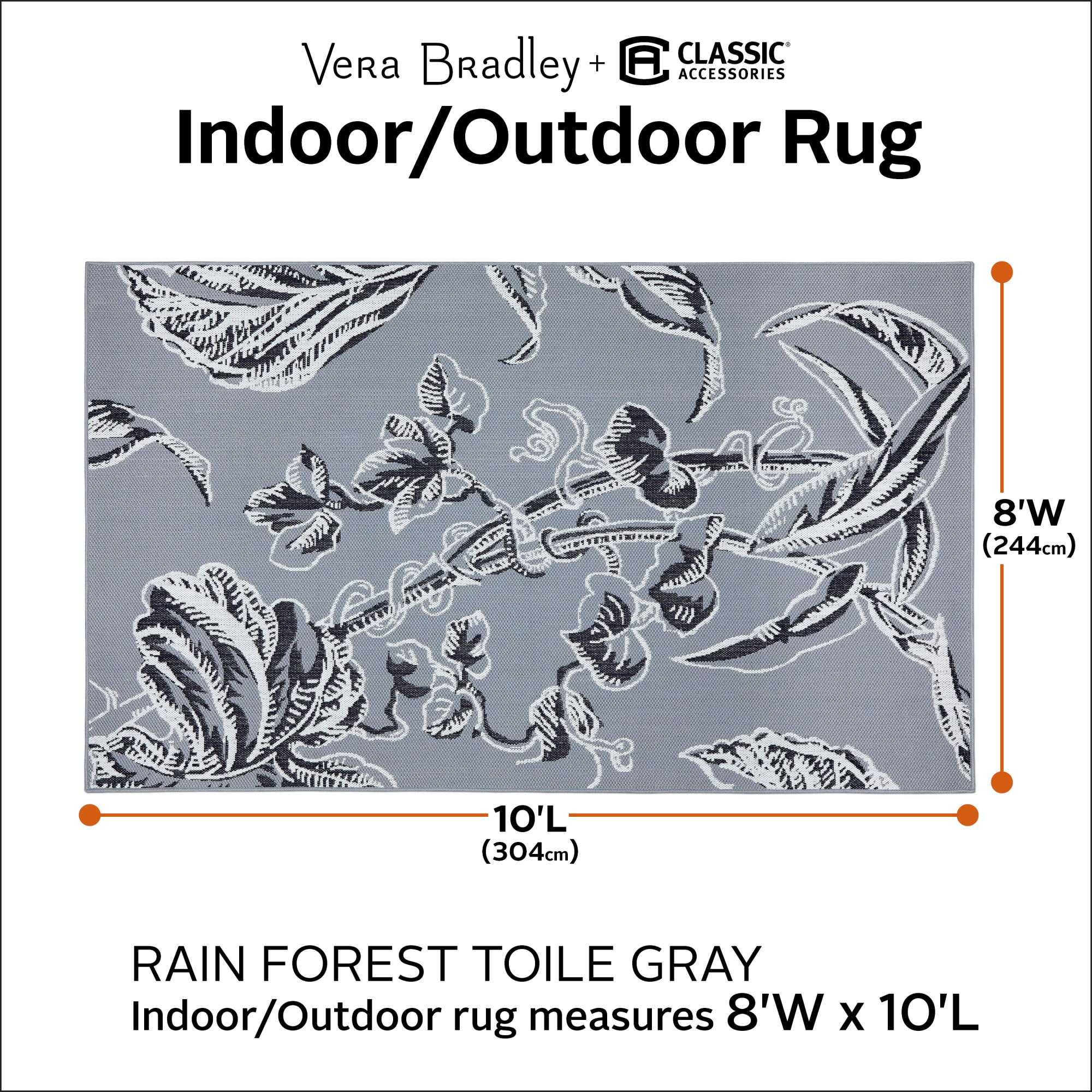 Reversible Gray and Yellow Floral 8' x 10' Synthetic Rug