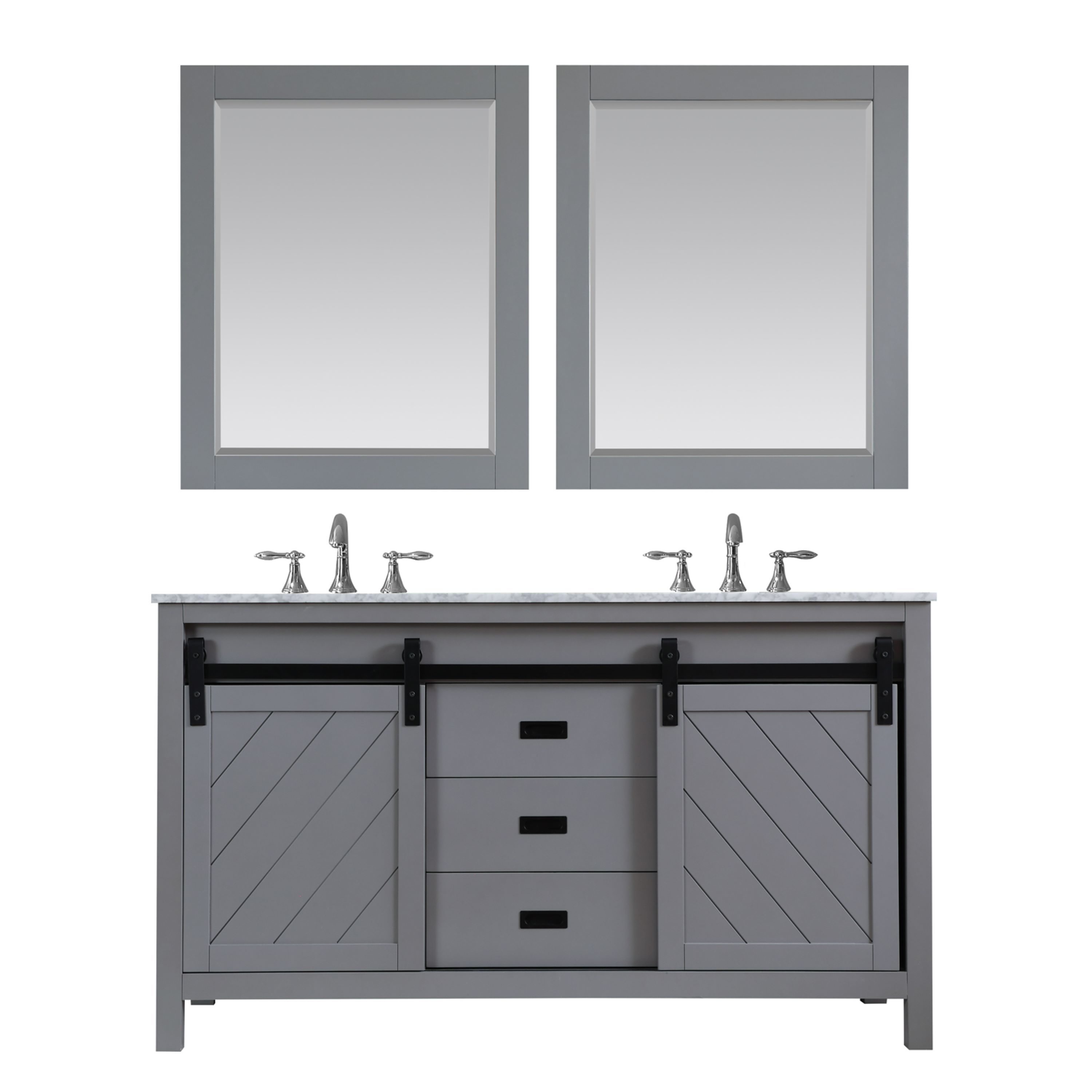 Altair 536060-GR-CA Kinsley 60-in Gray Undermount Double sink Bathroom Vanity with Carrara White Marble Top (Mirror Included)