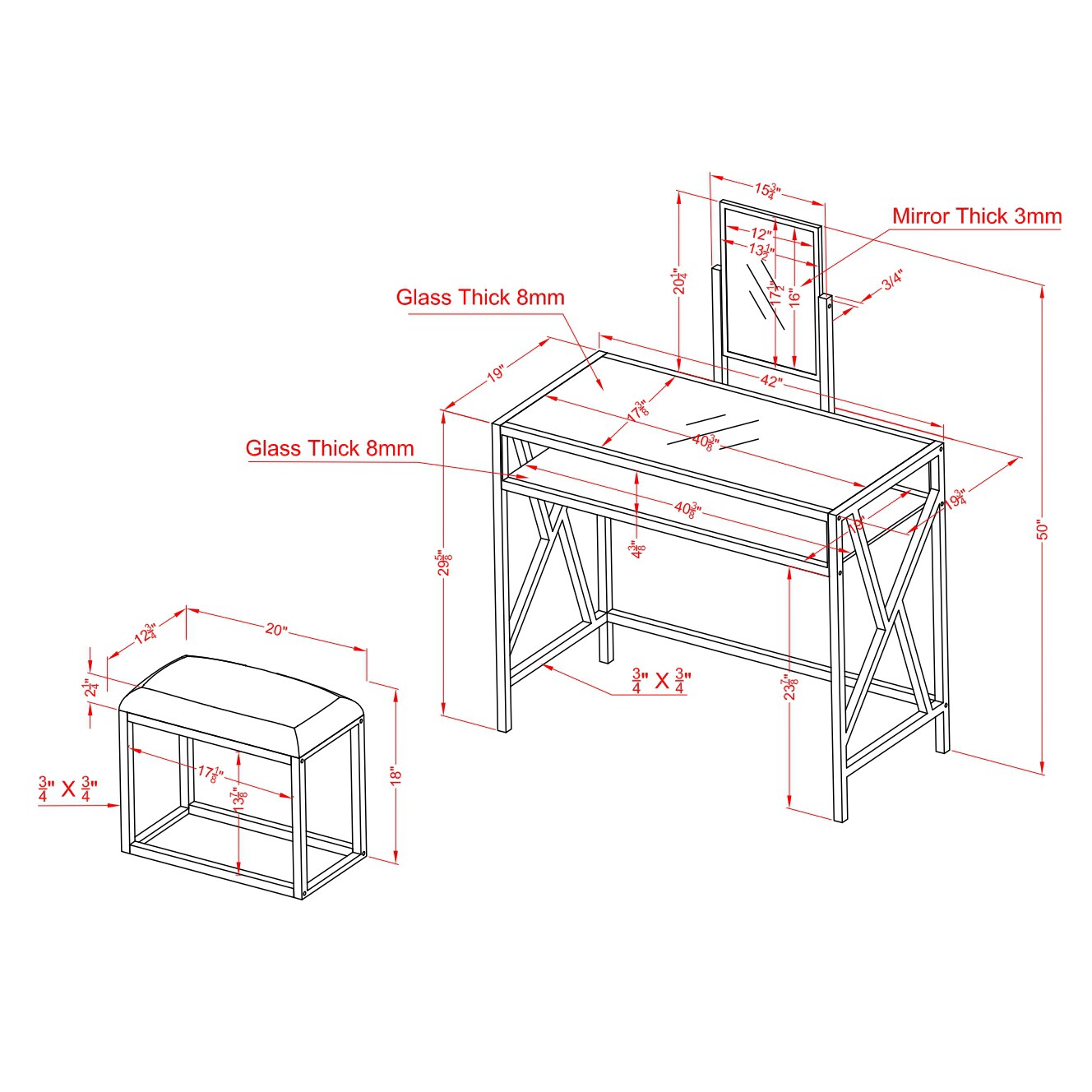 Furniture of America IDF-DK6707CRM Bedroom-Vanities - View #8