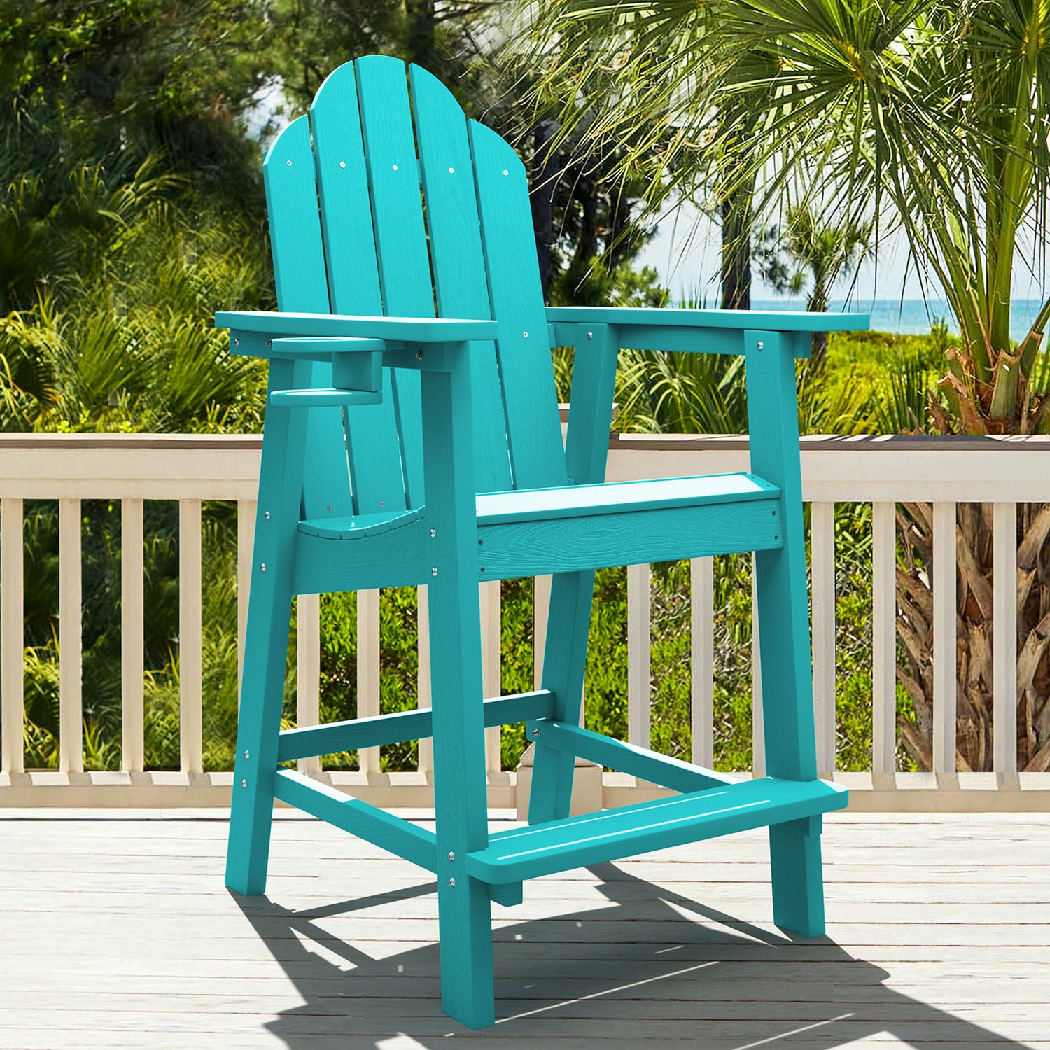 LUE BONA The Adirondack Aruba Blue Plastic Frame Stationary Adirondack   64206237 