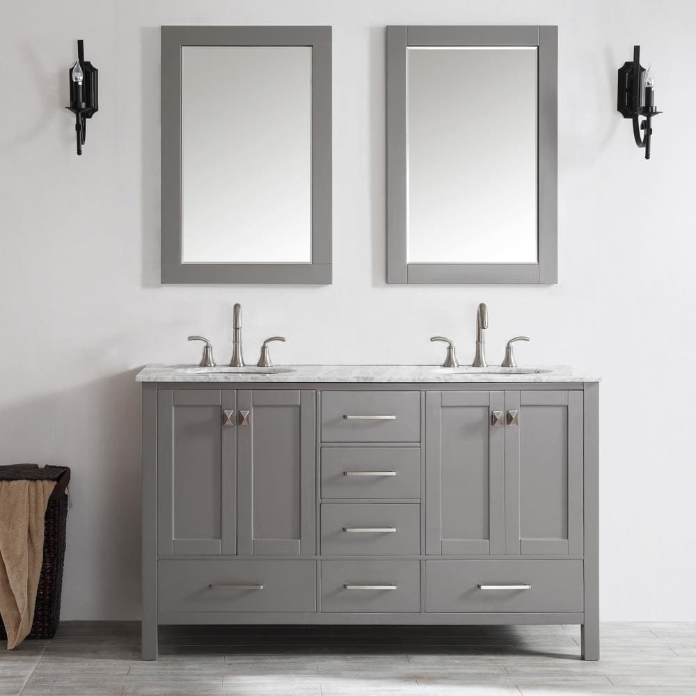 Vinnova Gela 60-in Grey Undermount Double Sink Bathroom Vanity with ...