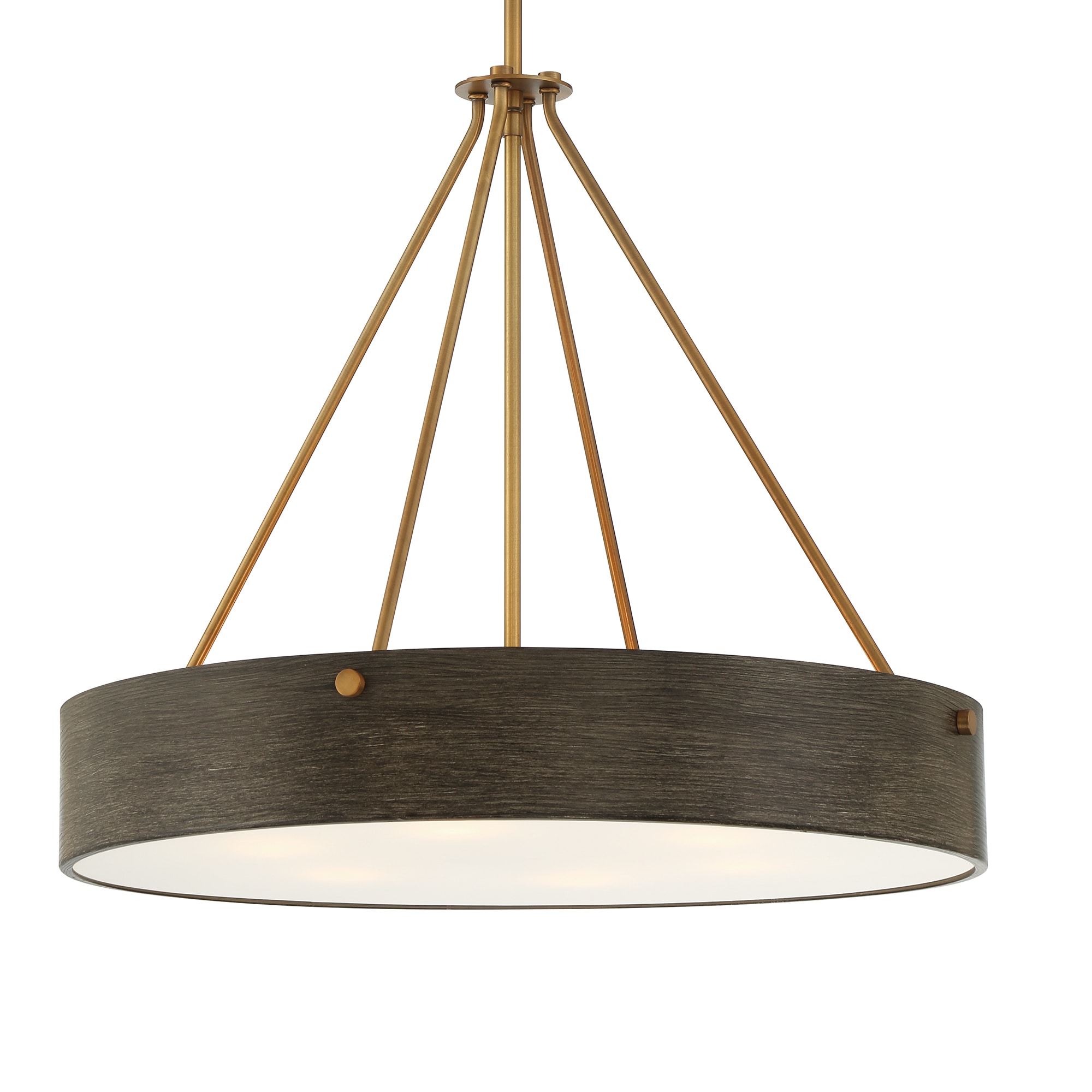 Erba Urban Slate 24" Brass Drum Pendant Light for Indoor/Outdoor