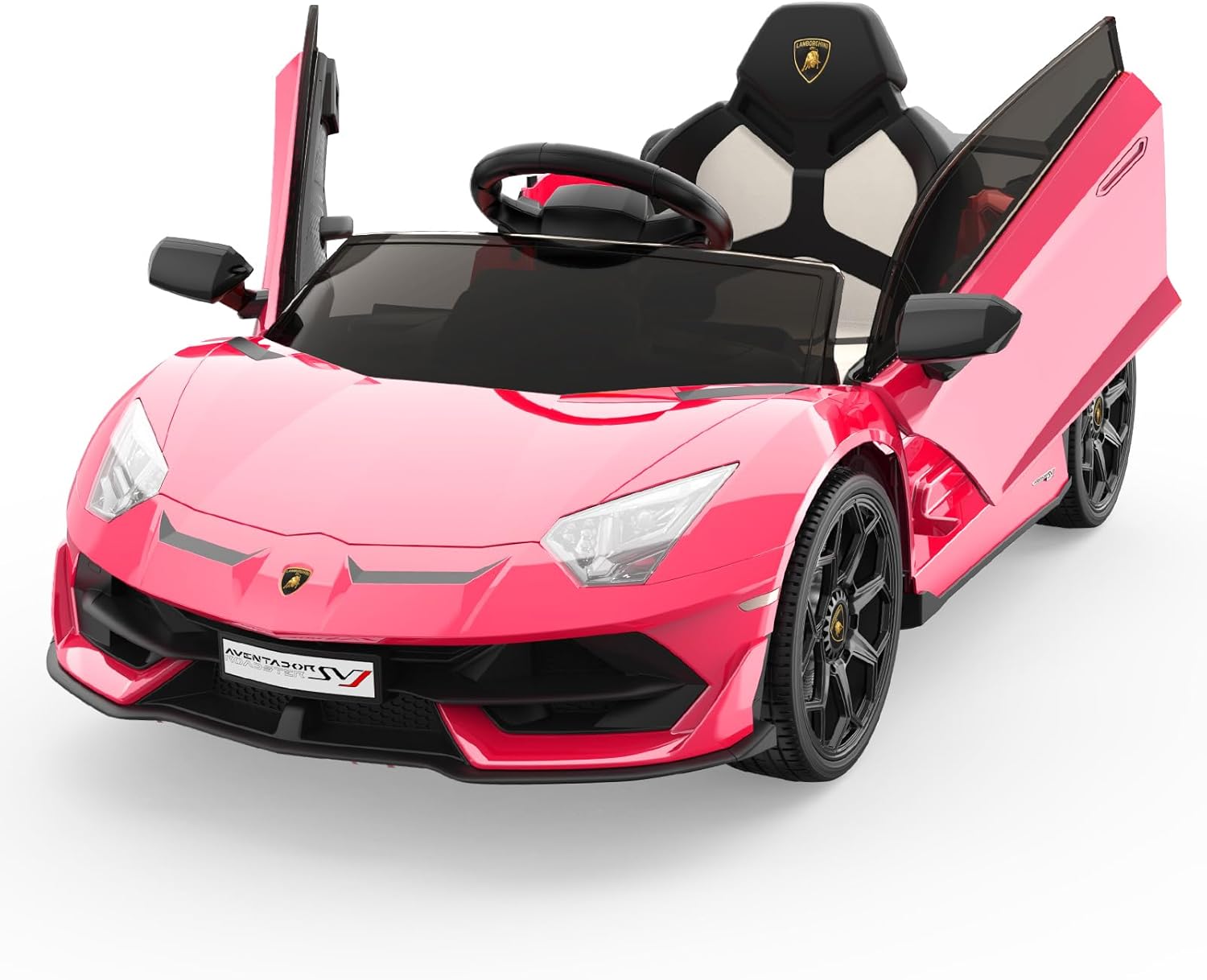 WhizMax PD-PTO-0Y592DKO Licensed Lamborghini 12V Electric Ride-On Car With Remote Control-2 Speeds-Sound System-LED Headlights-Hydraulic Doors