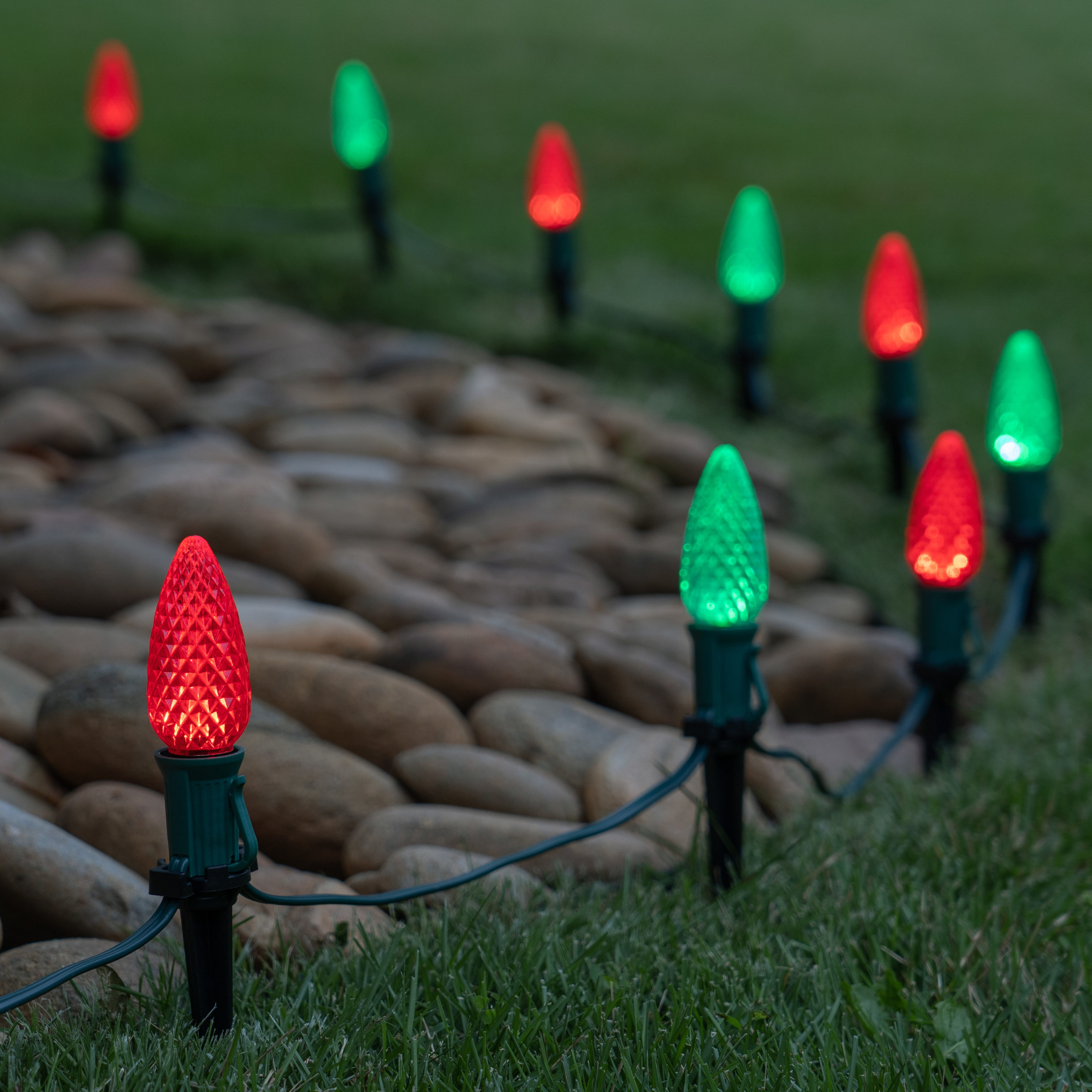 Wintergreen Lighting 50-Marker Multicolor Light Bulb Christmas Pathway ...