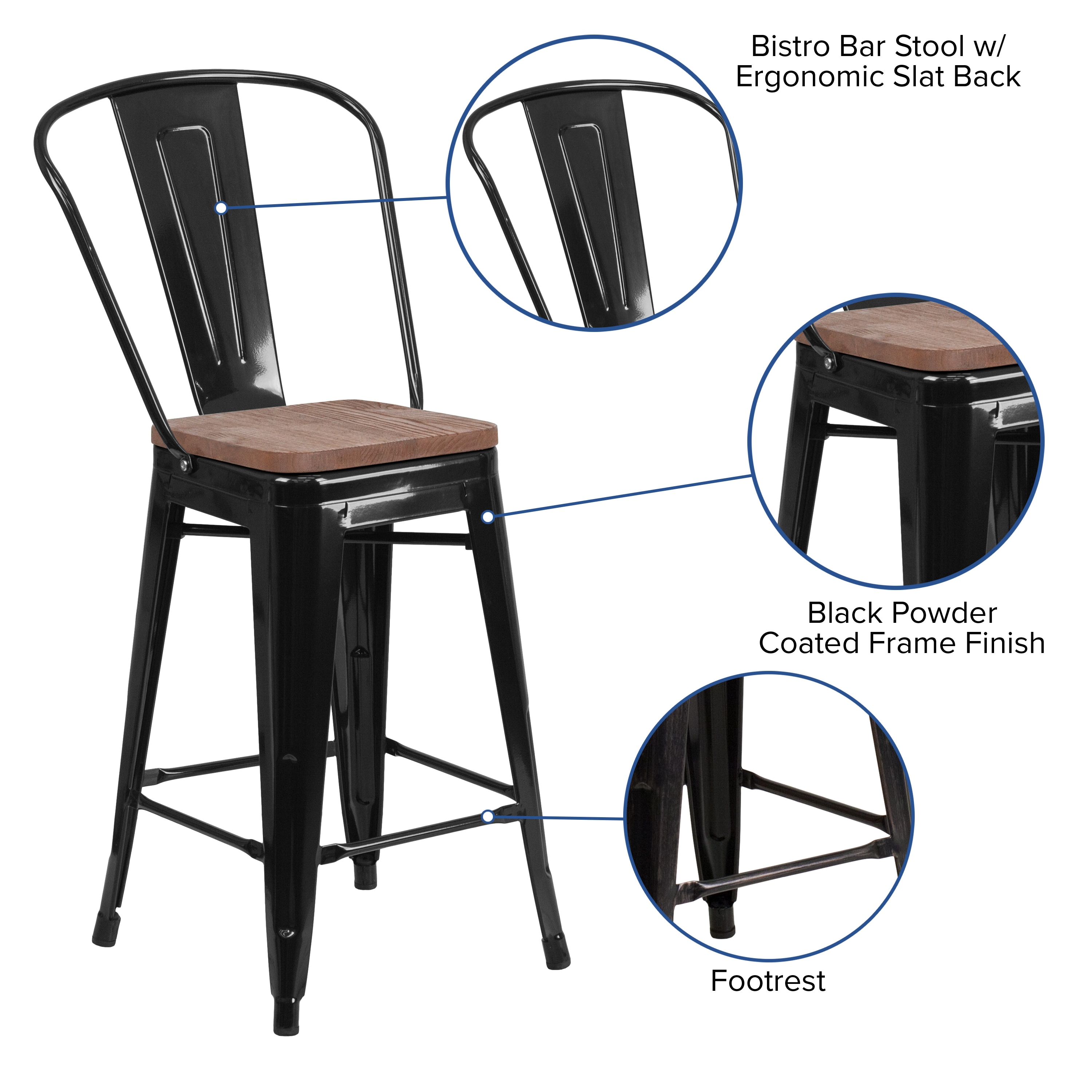 Flash Furniture Lily 4 Pack 24-in High Black Metal Counter Height Stool ...