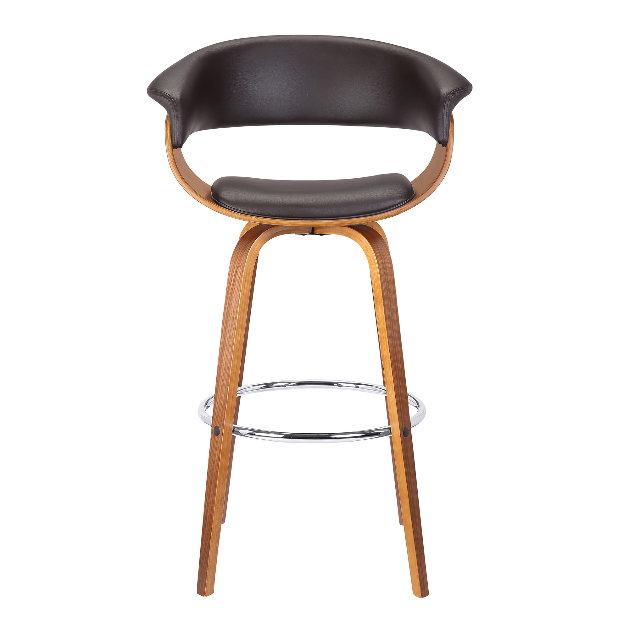 Walnut and Gray Faux Leather Swivel Counter Stool