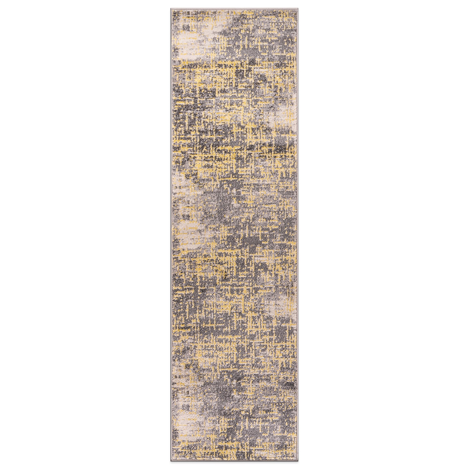 World Rug Gallery 394YELLOW2X7 2 x 7 (ft) Loomed Polypropylene Yellow Rectangular Indoor Abstract Global Runner rug