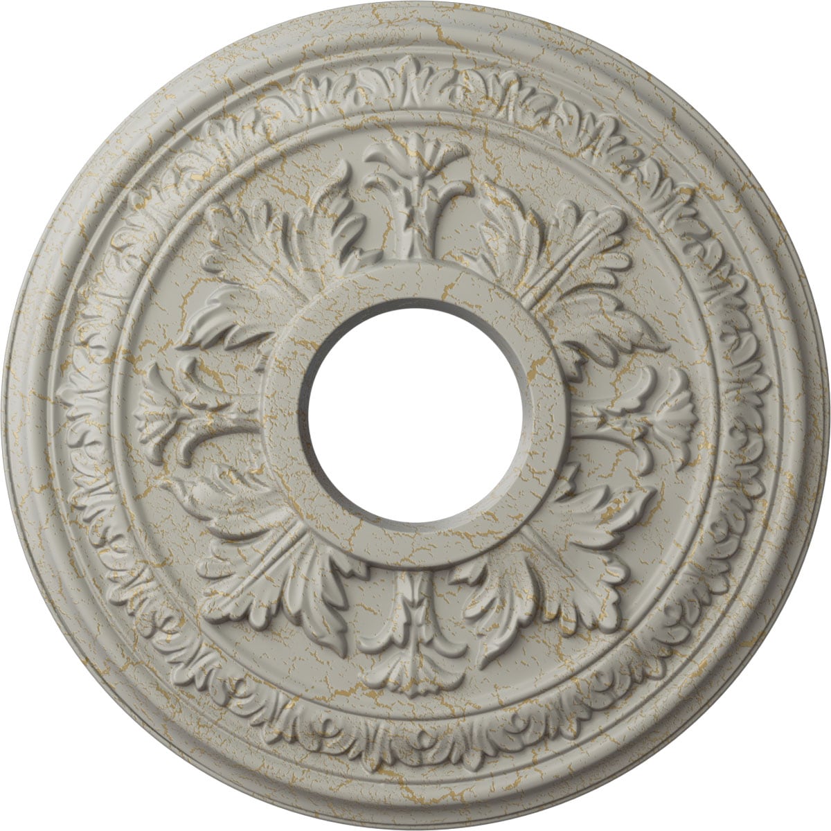 Ekena Millwork CM15BAPCC Baltimore 15.375-in W x 15.375-in L Painted Pot Of Cream Crackle Polyurethane Whole Ceiling Medallion