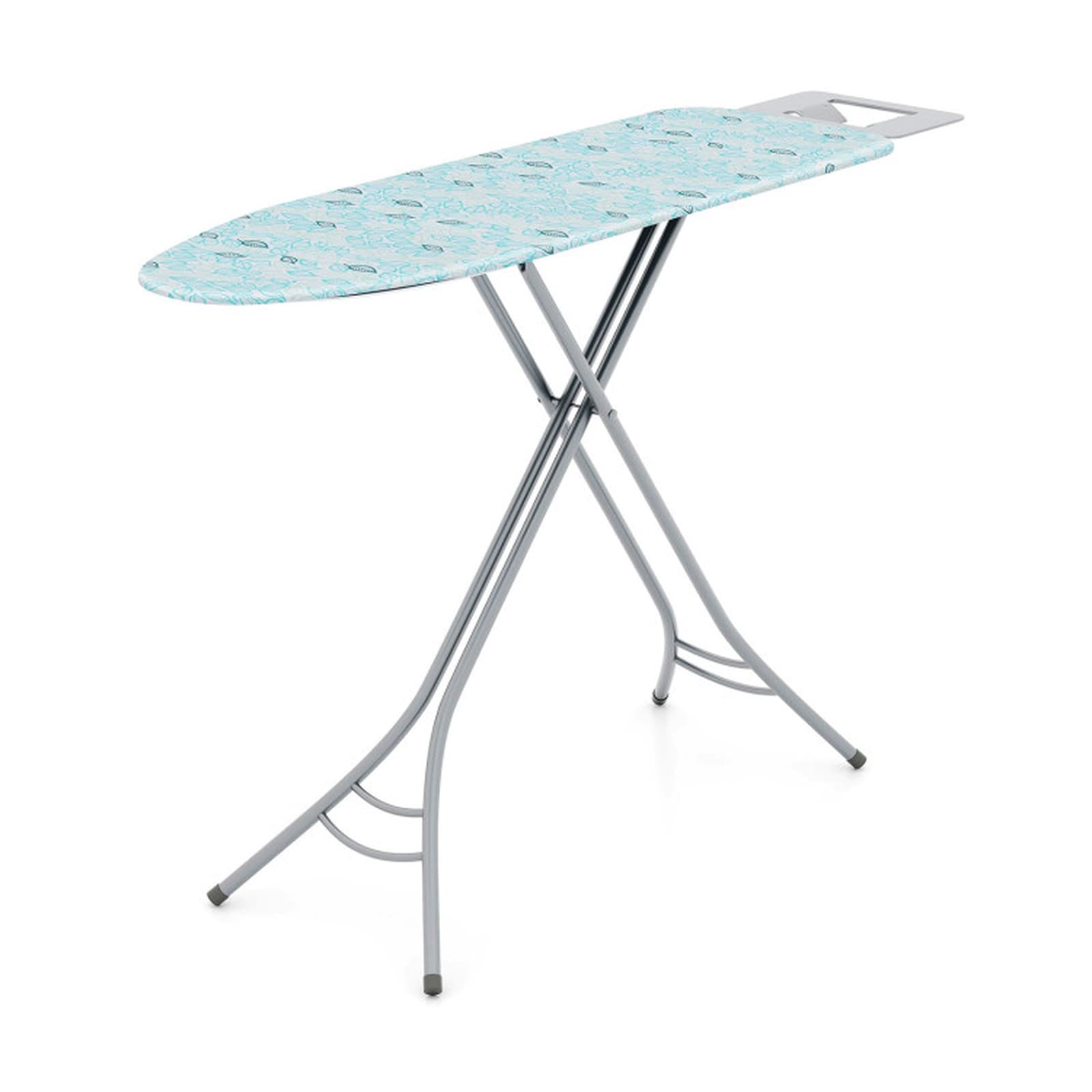 SUGIFT Foldable Ironing Board with Iron Rest and Adjustable Height-Turquoise