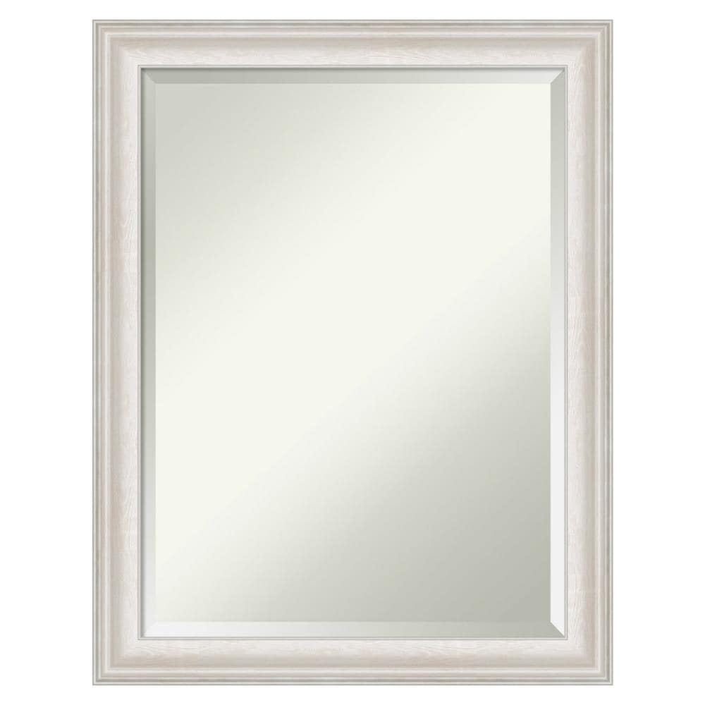 Rectangular Silver Framed Wall Mirror with Whitewash Accents