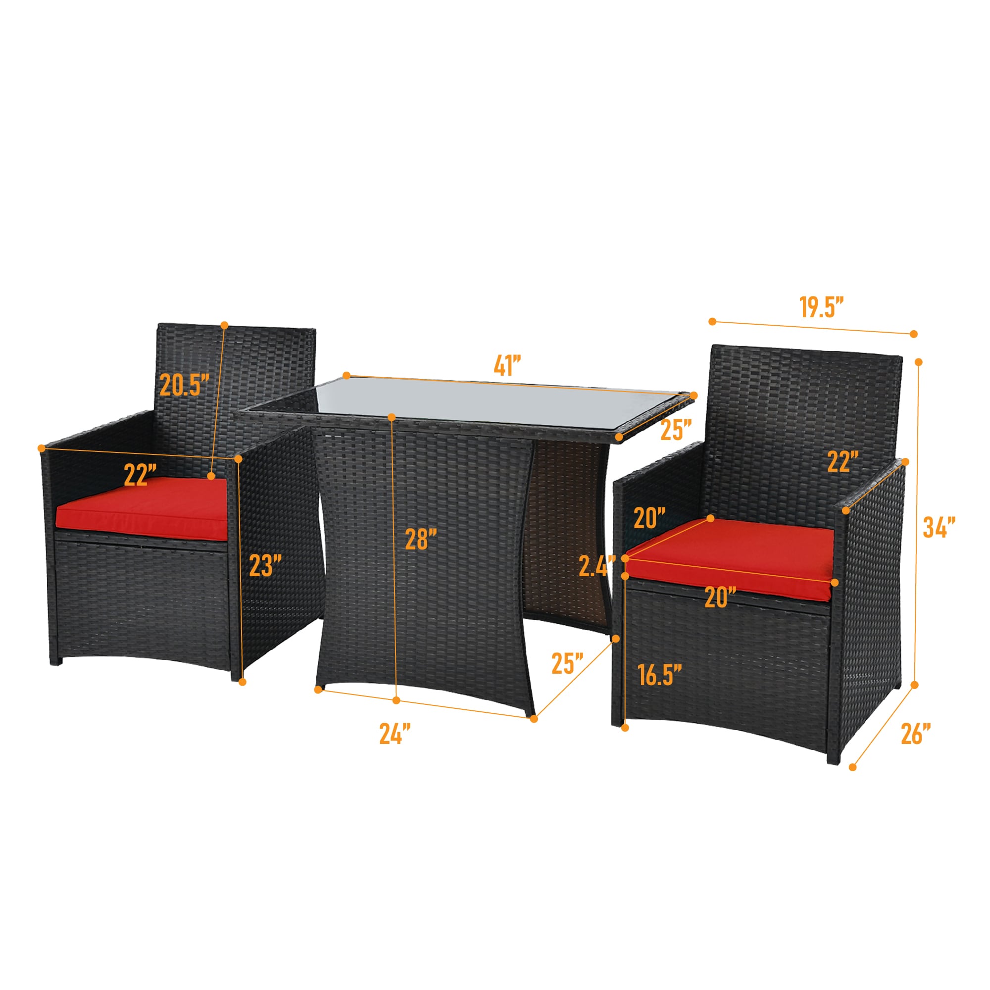 WELLFOR OUJ68178RE Patio-Conversation-Sets - View #4