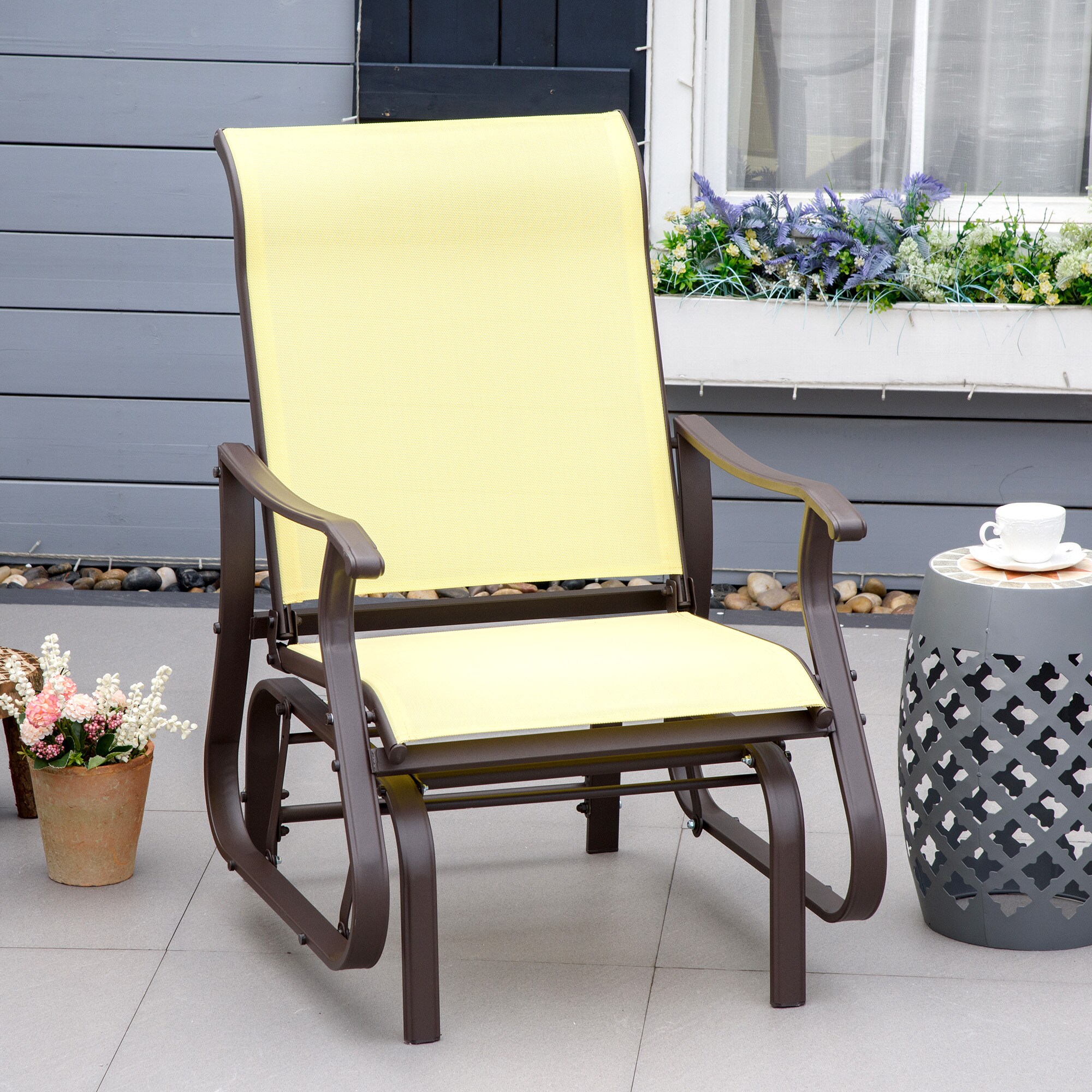 Blisstyle Outdoor Swing Glider Chair Patio Mesh Rocking Chair with ...
